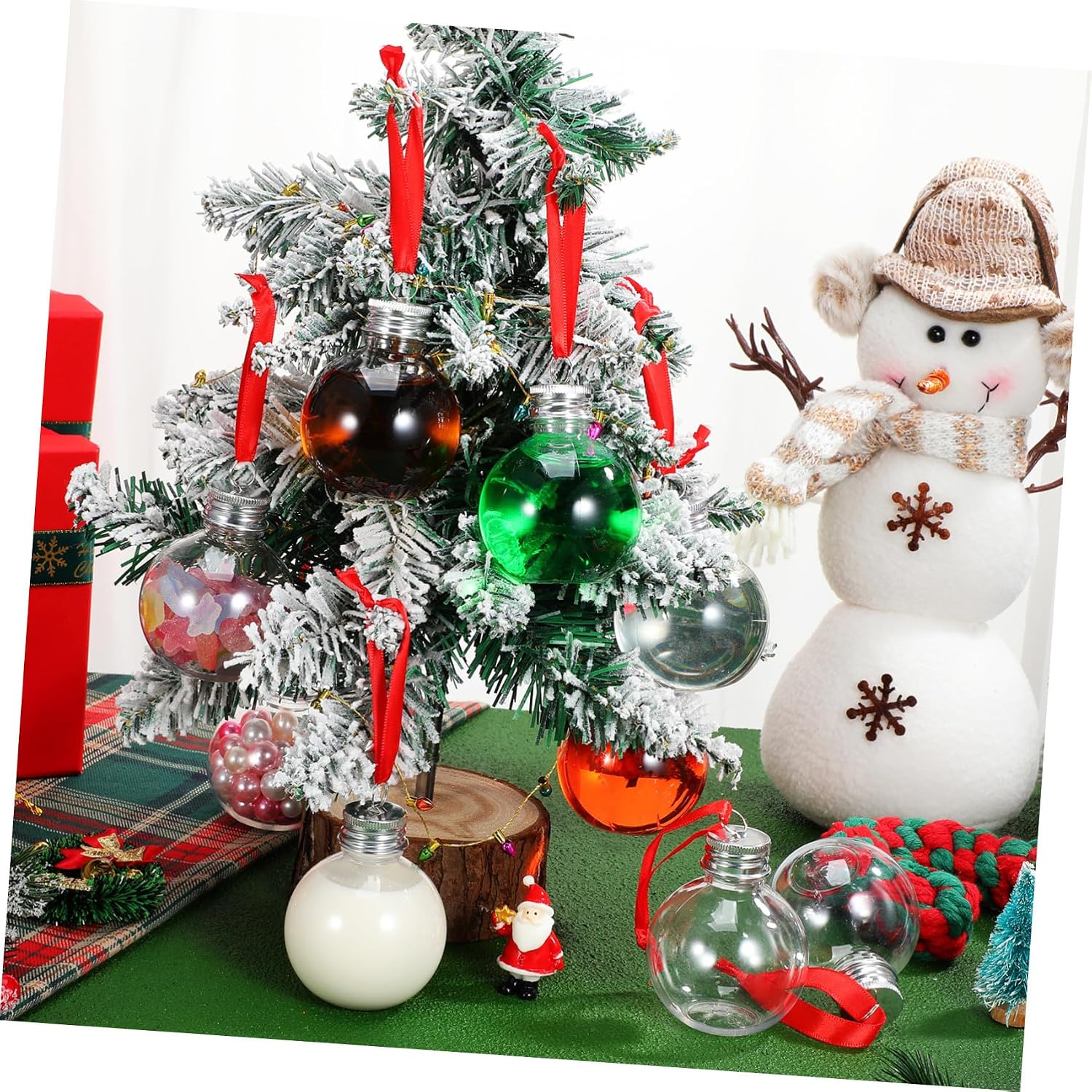OUNONA 10pcs Christmas Fillable round Bottle Bulb Pendant 100ml