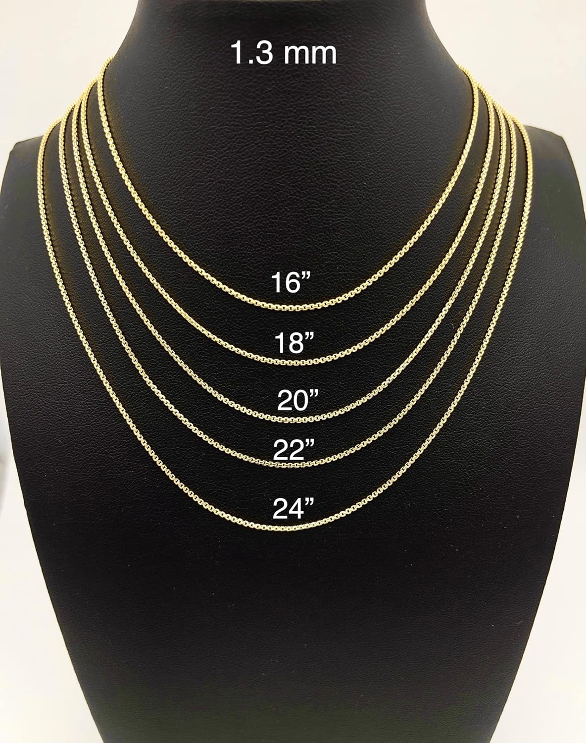 JEWELHEART 14K Real Gold Round Box Chain 1.3mm 1.8mm 2.1mm 2.7mm 3.4mm Yellow and White Real Gold Chains For Men Diamond Cut Link Chain Necklace For Women with Lobster Clasp 16" 18" 20" 22" 24" - Image 4