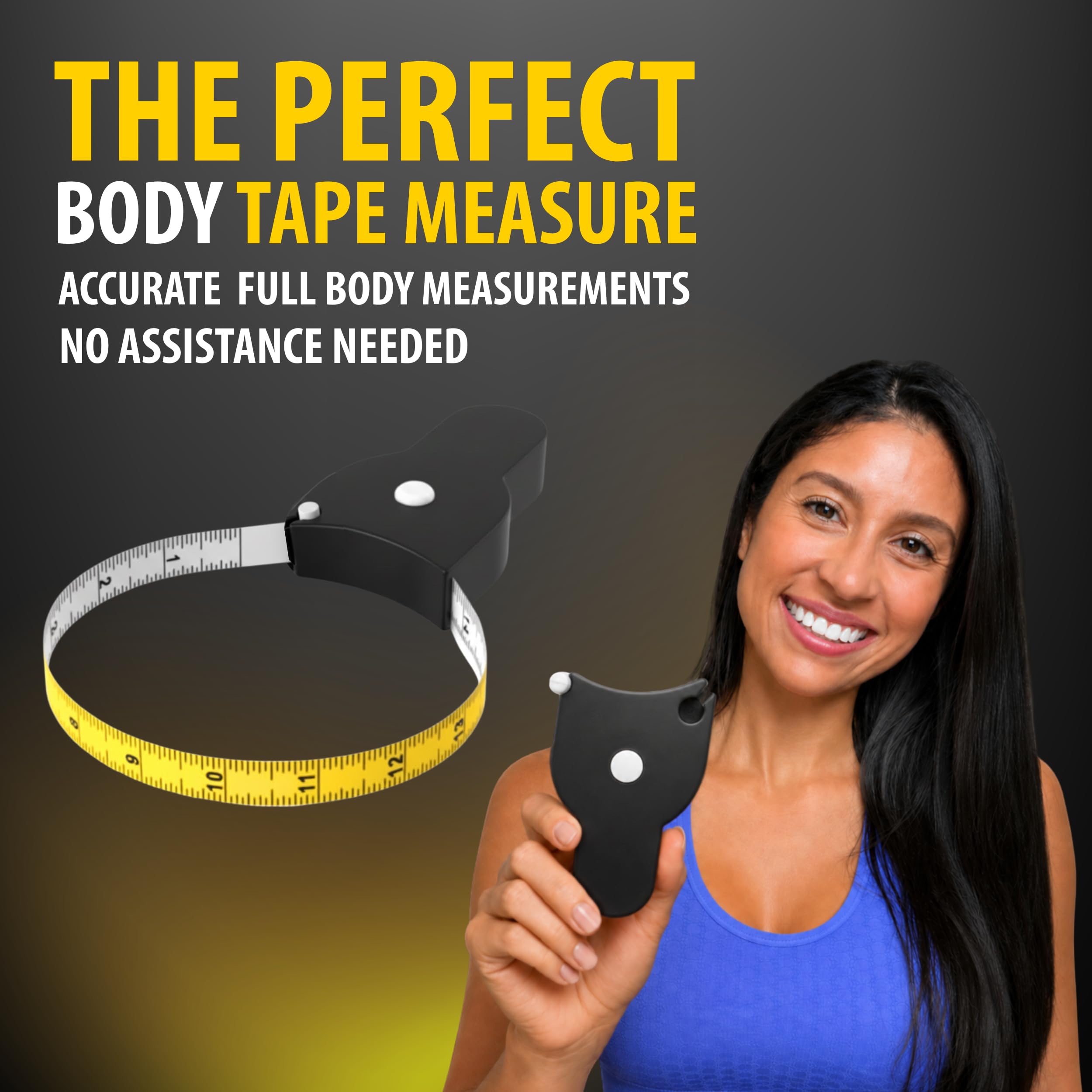 Perfect Body Tape Measure - 80 Inch Automatic Telescopic Tape Measure - Retractable Measuring Tape for Body: Waist, Hip, Bust, Arms, and More (Black - 80 inch) — Amazon image 2