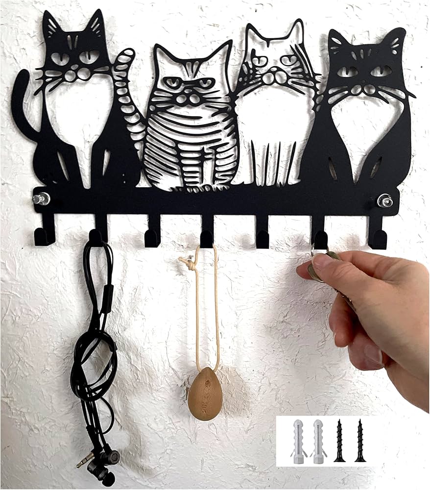 Amazon.co.jp: Flatland 猫 ウォールフック キーフック 鍵かけ 玄関 鍵
