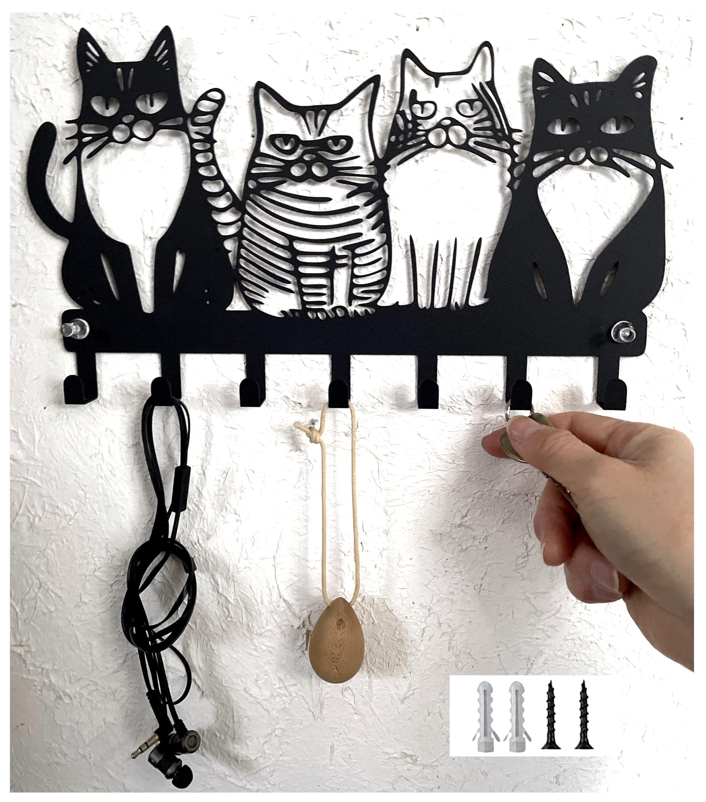 Amazon.co.jp: Flatland 猫 ウォールフック キーフック 鍵かけ 玄関 鍵