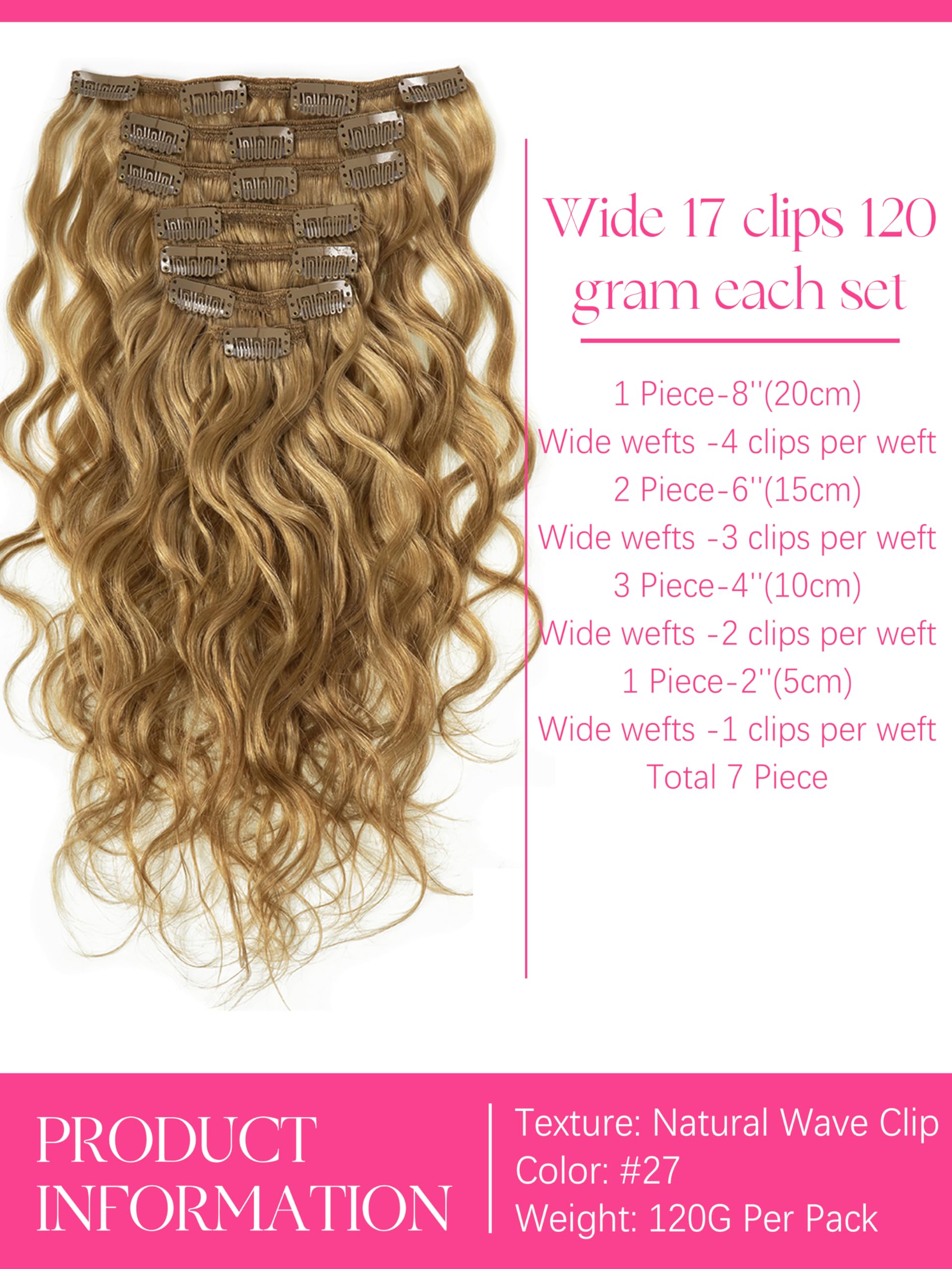 7-Piece Clip-In Hair Extensions, 120g Remy Human Hair, Natural Wave Curls 3B Water Curly Clip In Hair Extensions Human hair Jet Black  main image 3