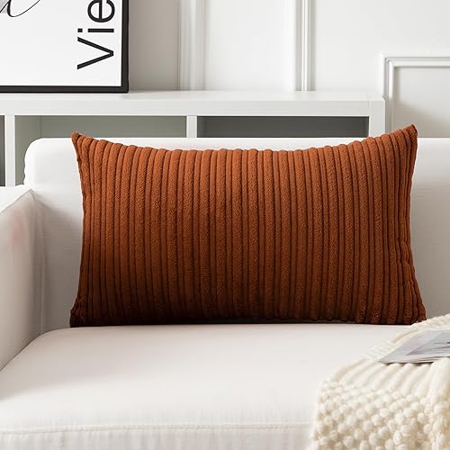 Miniatura 215 de UGASA - Juego de 2 fundas de almohada de terciopelo a rayas, funda decorativa para cojín con cremallera oculta para el hogar, sofá, dormitorio,