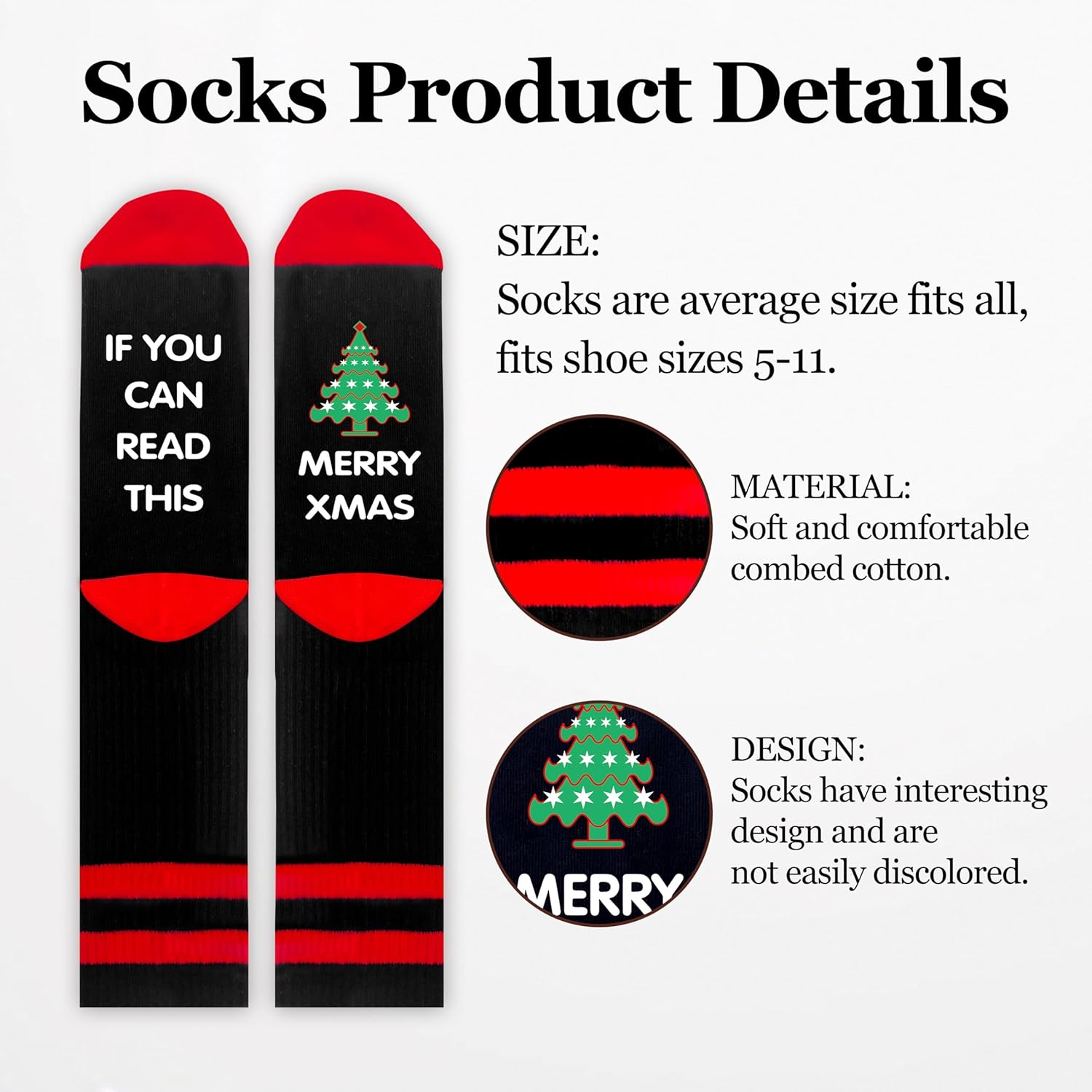 Funny Christmas Socks For Women Men, If You Can Read This Merry Xmas Themed Socks, Novelty Holiday Gifts For Women Friends Family, Christmas-Tree Pattern Hosiery For Christmas Birthday -54 - Image 2