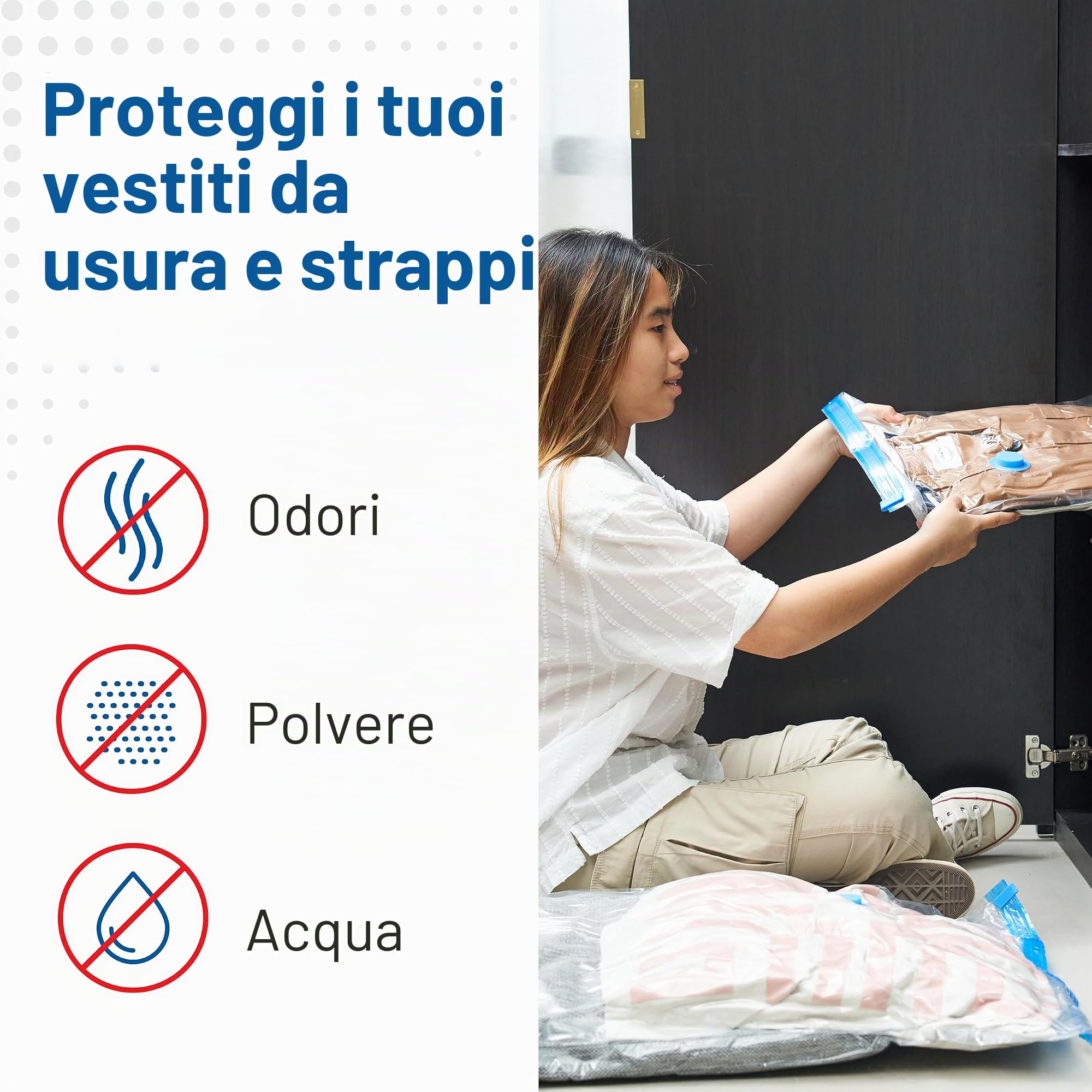 Spacesaver Premium Sacchetti Sottovuoto, 80% in più di Stoccaggio, Pompa a Mano per Viaggio, Doppia Chiusura, Tripla Valvola Turbo-Guarnizione per il Massimo Risparmio di Spazio-Varietà 12 Pezzi