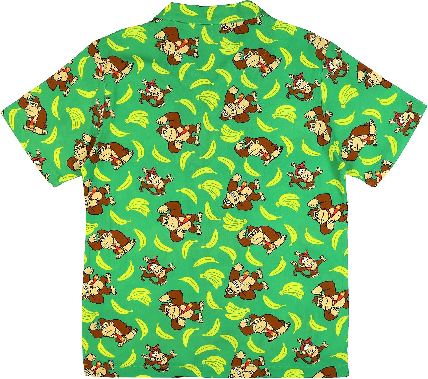 Nintendo Donkey Kong Hawaiian Shirt Men's Diddy Kong and Bananas Button Up Woven Top