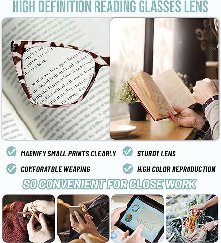 Miniatura 3 de WEMOOTANTS Gafas de lectura de ojo de gato para mujer, elegantes lectores de gran tamaño con bisagras de resorte 1.0 1.25 1.5 1.75 2.0 a 3.5 4.0