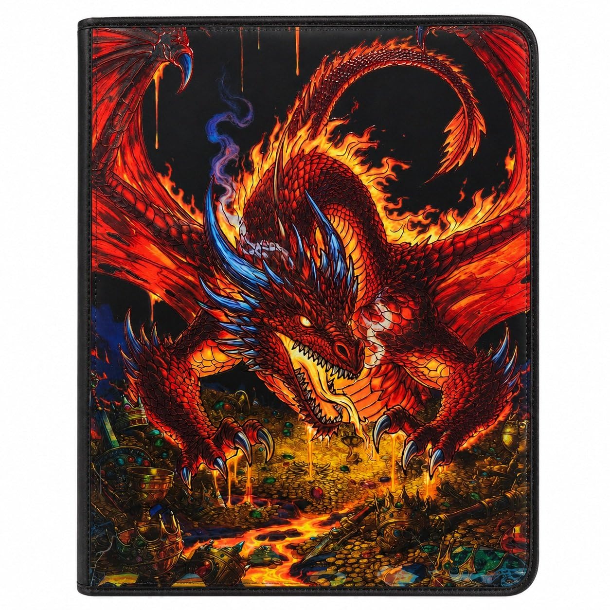 Crimson Horde Tyrant - Raccoglitore per carte collezionabili con 9 tasche con cerniera, 360 carte a caricamento laterale, motivo: drago rosso in lamina arcobaleno