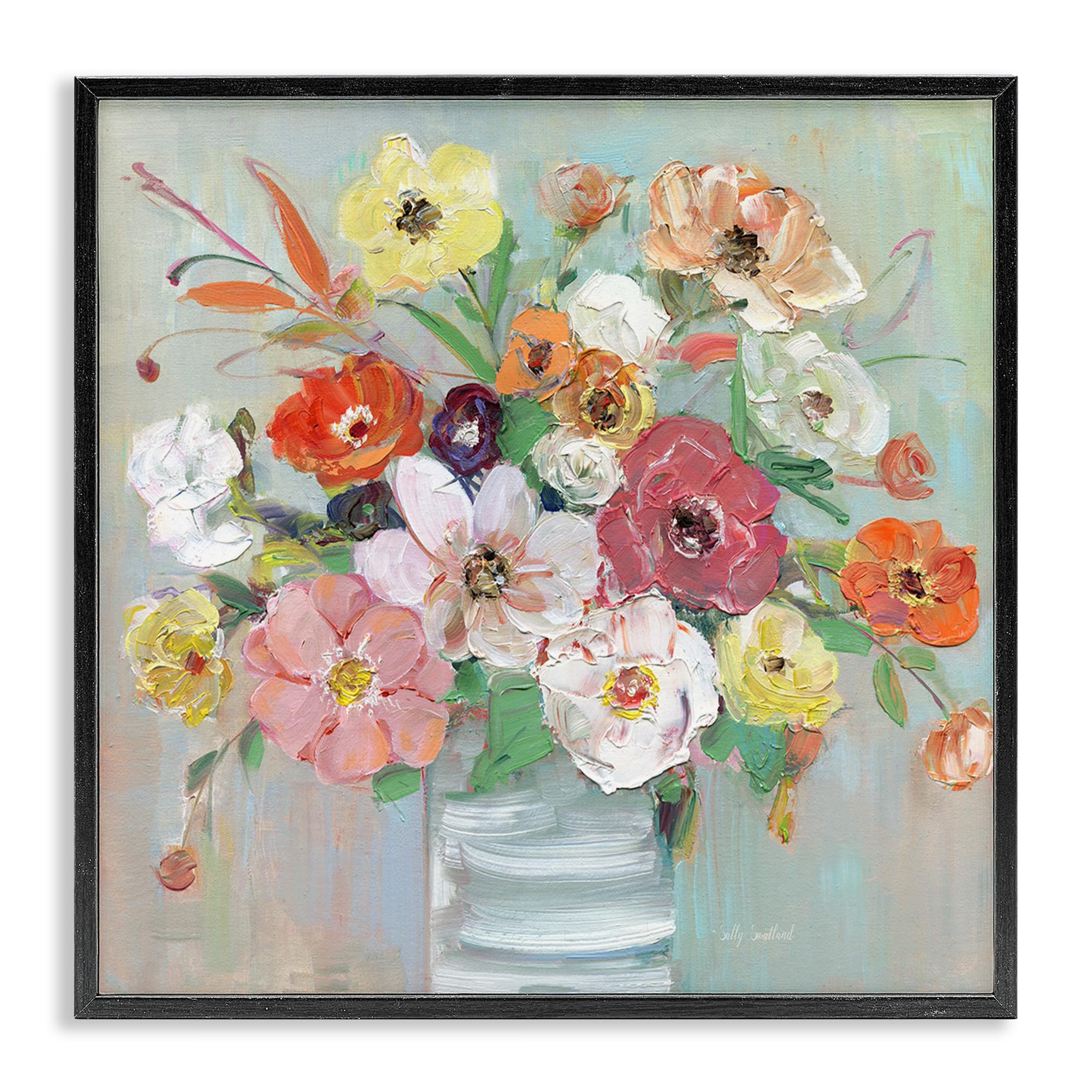 Energetic Blossom Bouquet Floral, 17 x 17 Inch Framed Giclée Print
