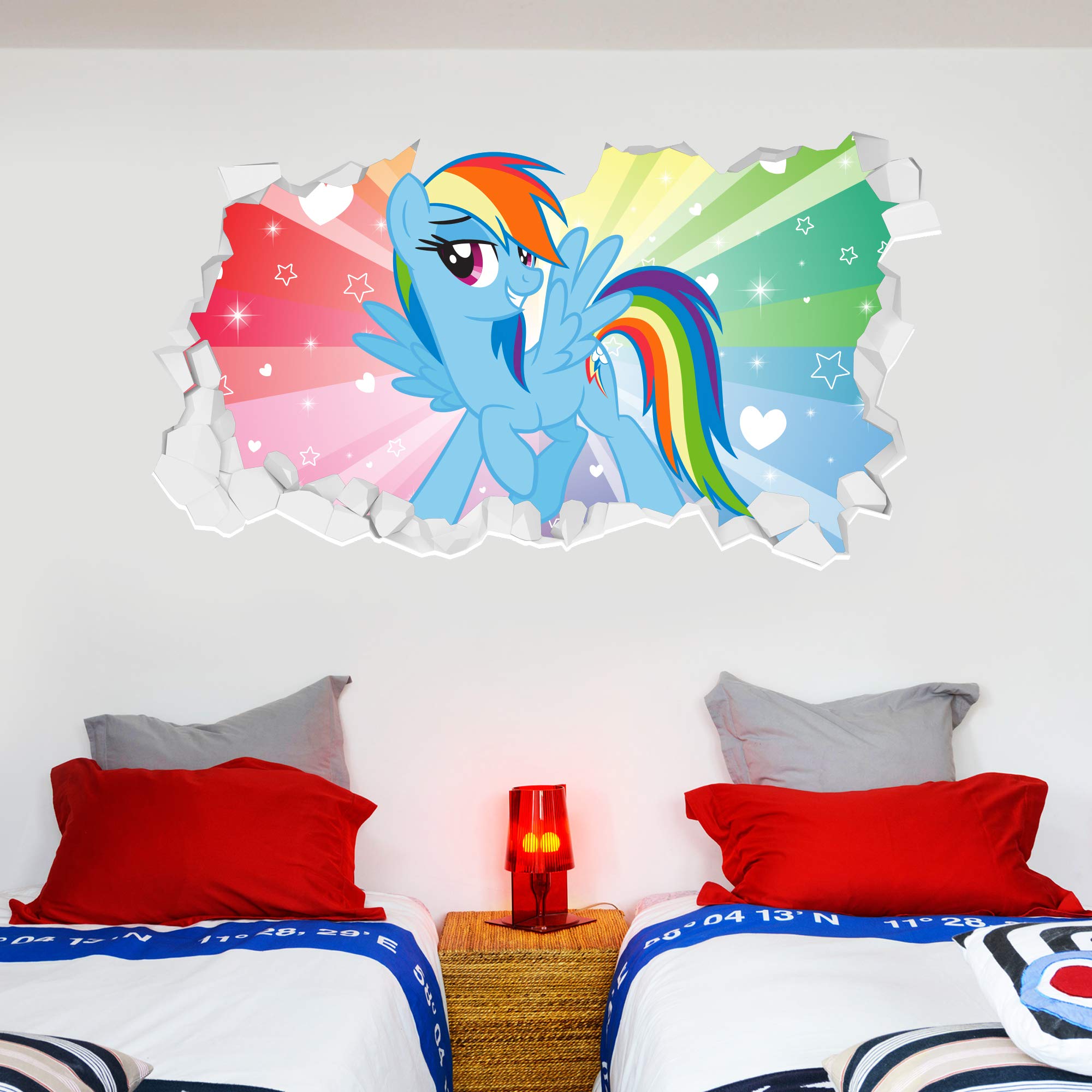 Beautiful Game My Little Pony Wall Sticker - Rainbow Dash Broken Wall Decal Art Vinyl Mural Kids Gift (90cm width x 45cm height)