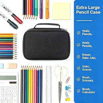Large Pencil Case with Compartments, 72 Slots Multi-Layer Detachable Organizer Bag, Big Capacity Black Pen Storage for School, Office, Art Supplies, Coloring Pencils & Craft Tools