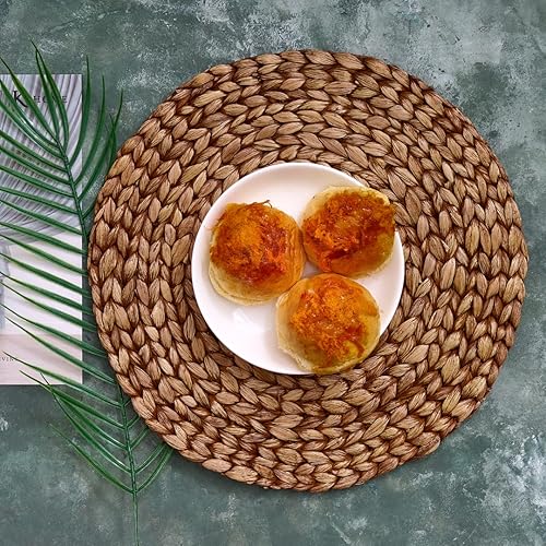 Miniatura 4 de Juego de 10 manteles individuales redondos tejidos de 12-13-14-15 pulgadas (4 tamaños 12-13-14-15 pulgadas), manteles individuales redondos tejidos