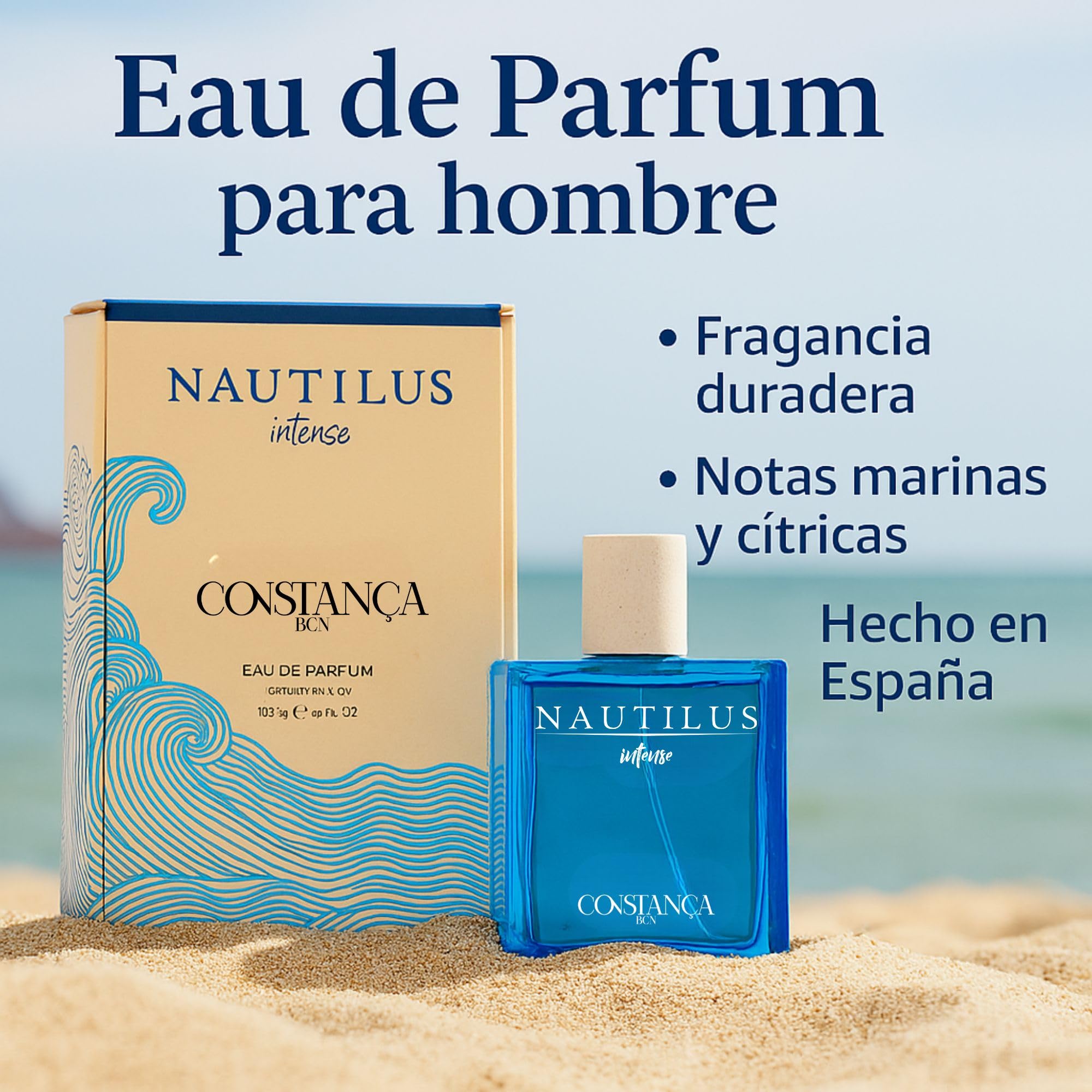 NAUTILUS INTENSE Perfume Hombre Artesanal 100 ml Eau de Parfum Natural Spray con Notas Marinas y Ozónicas Larga Duración Con Ámbar y Almizcle