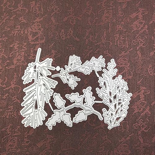 Miniatura 5 de Hojas de pino de otoño de metal, hojas de pino, follajes de hojas de Navidad, troquelados, troqueles de corte, plantillas en relieve, molde de