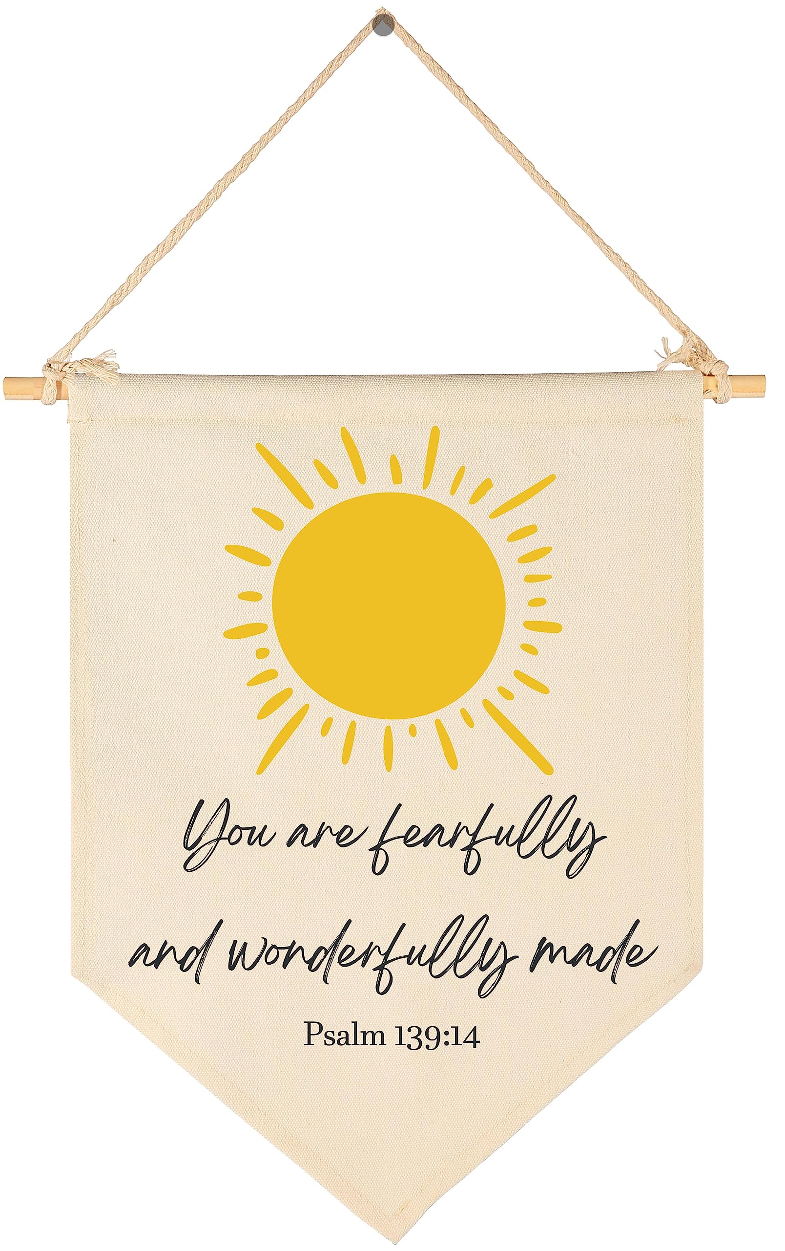 You Are Fearfully and Wonderfully Made-Bible Verse Scripture Decor-Flag Decor Gifts for Baby Boys Girls Newborn Kids-Banner Pennant Wall Sign Gifts