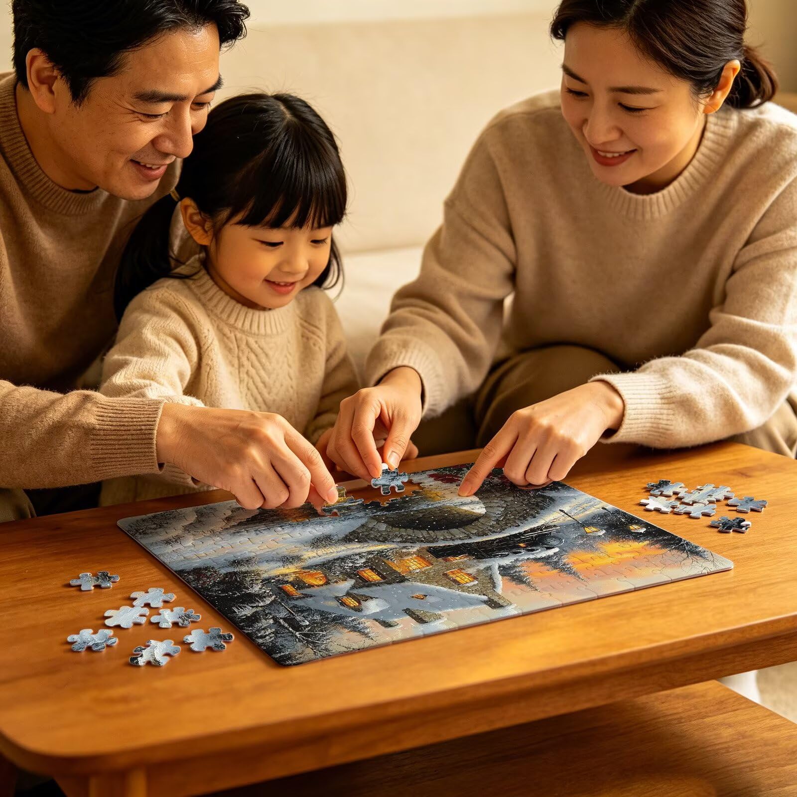 Puzzle 1000 elementów, puzzle 1000 elementów dla dorosłych, trudne puzzle, aktywność antystresowa i relaks, druk w wysokiej rozdzielczości, puzzle drewniane kabiny most z wykwintnym pudełkiem do