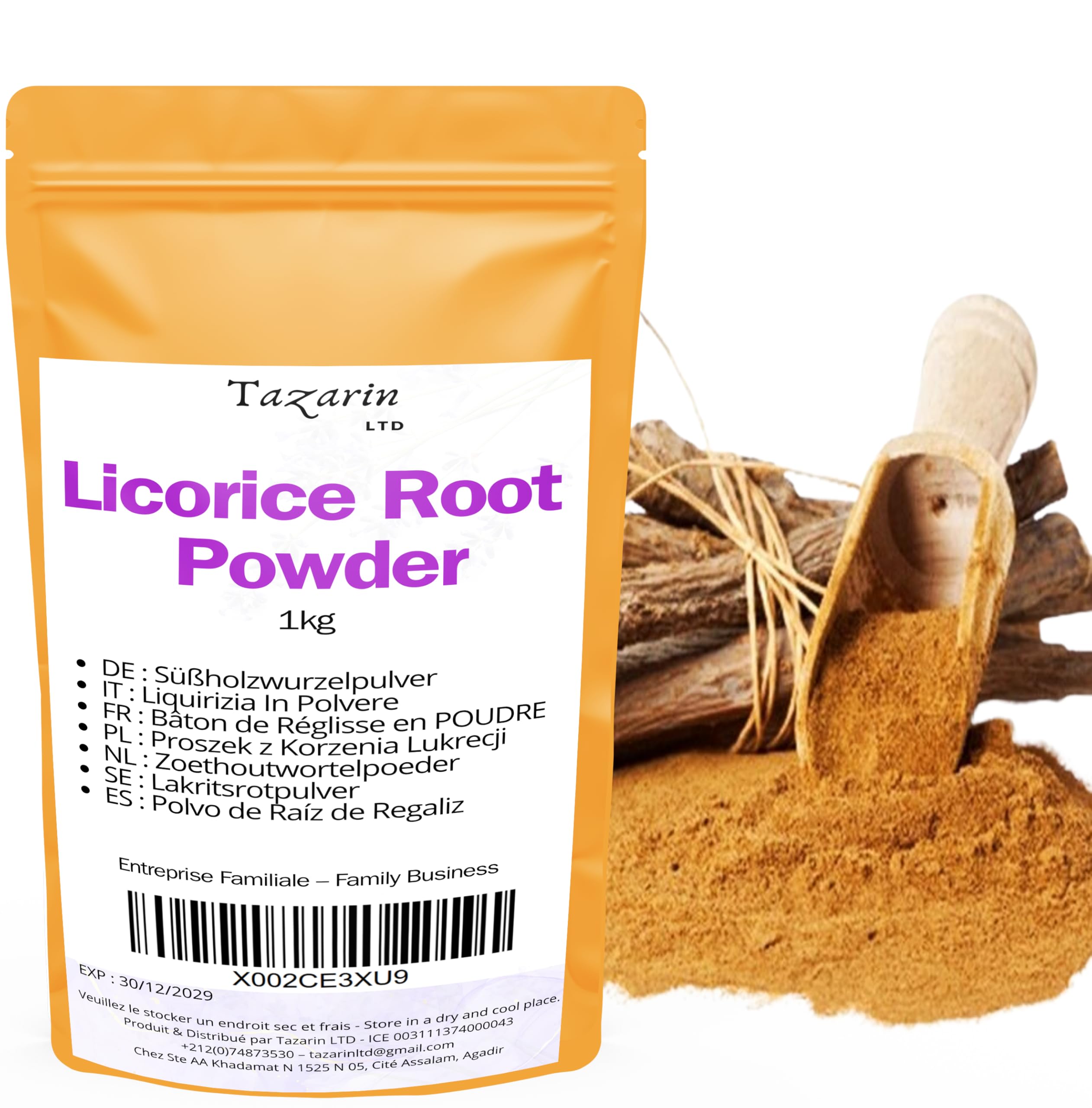 1kg Bâton de Réglisse POUDRE | Réglisse | Bâton De Reglisse en poudre | Bonbon Reglisse | Bonbons Reglisse |- Arôme & Goût Intense - 100% Naturel, Pur et Sans Additifs | TazarinLtd