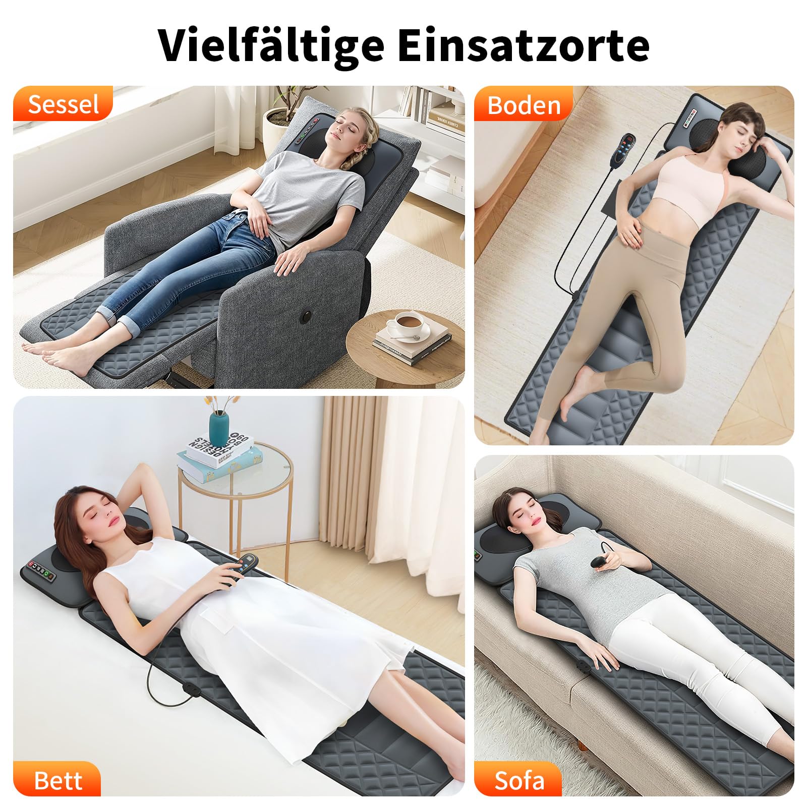 Massagematte mit Wärmefunktion, Shiatsu Massagematte Ganzkörpermassage, Massagesitzauflage mit 30 Massageköpfe 9 Vibrationsmotoren, Nacken und Schulter-Rückenmassagegerät Geschenke für Männer Frauen