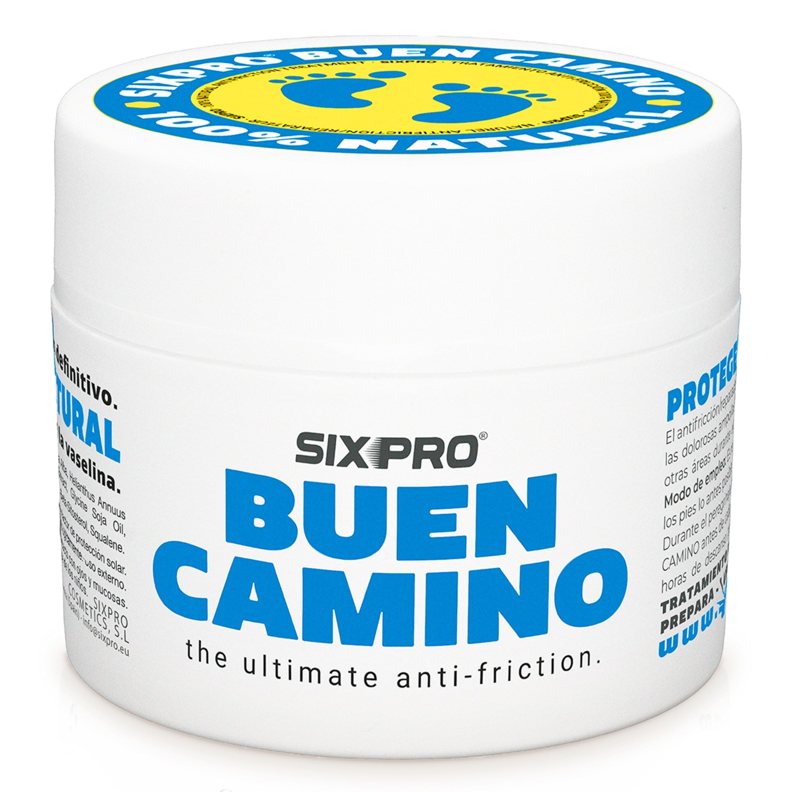 SIXPRO BUON CAMMINO 50ml | Crema Antifrizione Naturale per Pellegrini | Previene Vesciche e Sfregamenti su Piedi e Zone Sensibili | Protezione e Idratazione per Escursioni e Lunghe Camminate