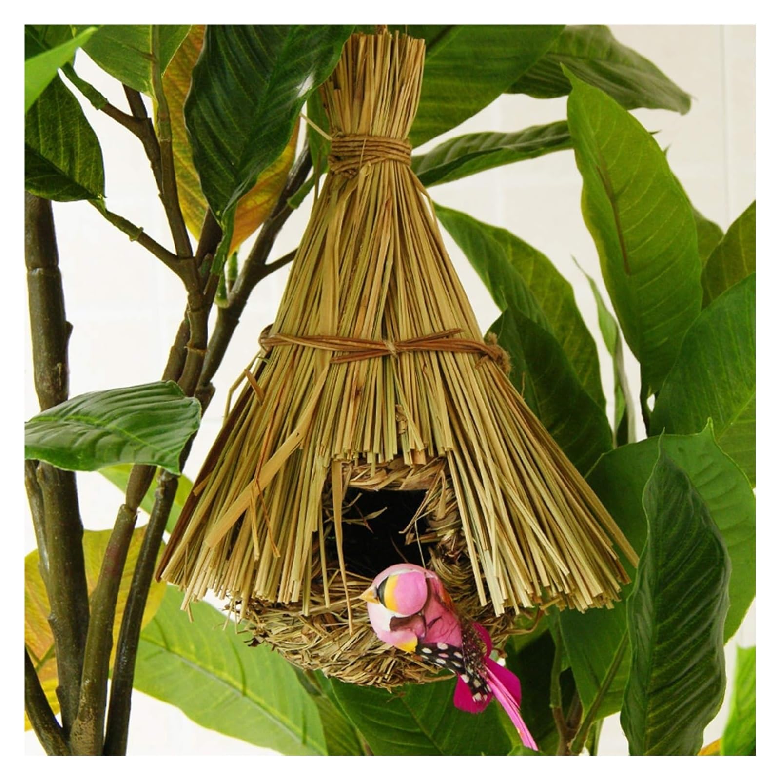 Nichoir à oiseaux naturel tissé à la main pour jardin et cour
