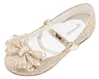 Girls Dress Shoes Mary Jane Flower Wedding Party Bridesmaids Shoes Glitter Princess Ballet Flats for Kid Toddler