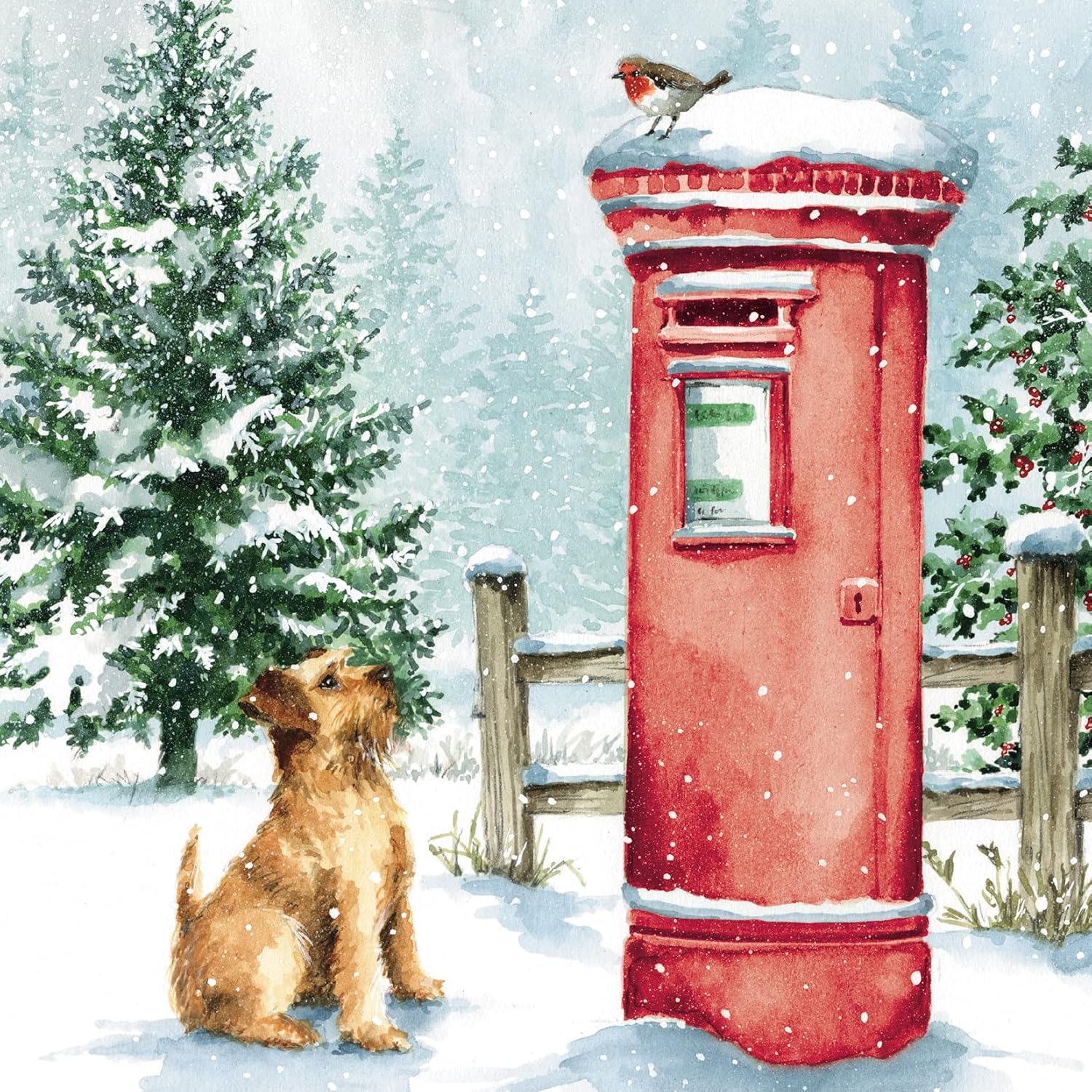GBCC Charity Christmas Cards Pack of 6 - Charity Christmas Cards with Dog, Robin and Postbox Design - Eco-Friendly Xmas Cards Multipack with Envelopes