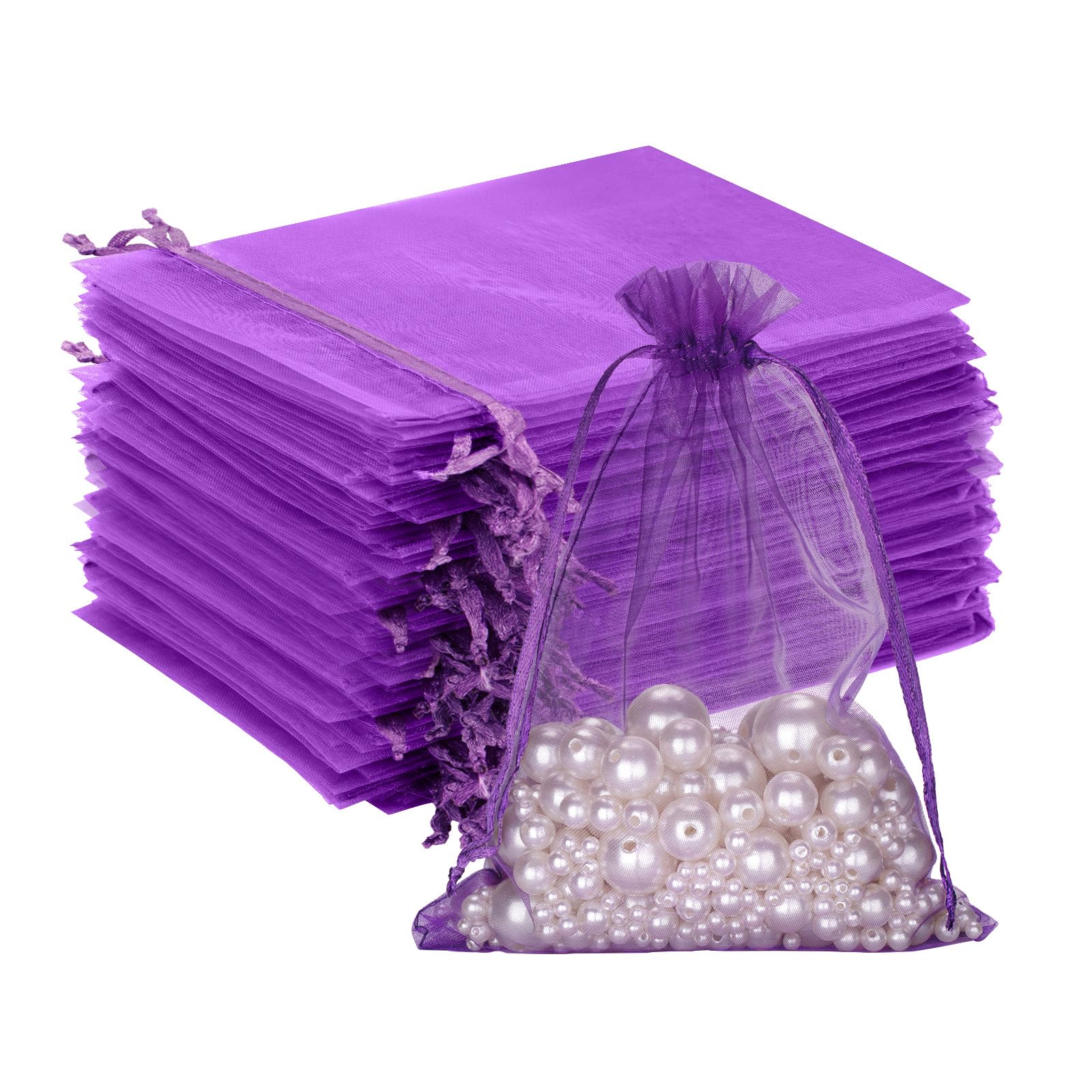 G2PLUS White Organza Gift Pouches - 7x9 CM Small Organza Favor Bags, 50 PCS Wedding Jewelry Bags - Clear Mesh Pouches for Wedding, Christmas, Birthday, Anniversary — view 13
