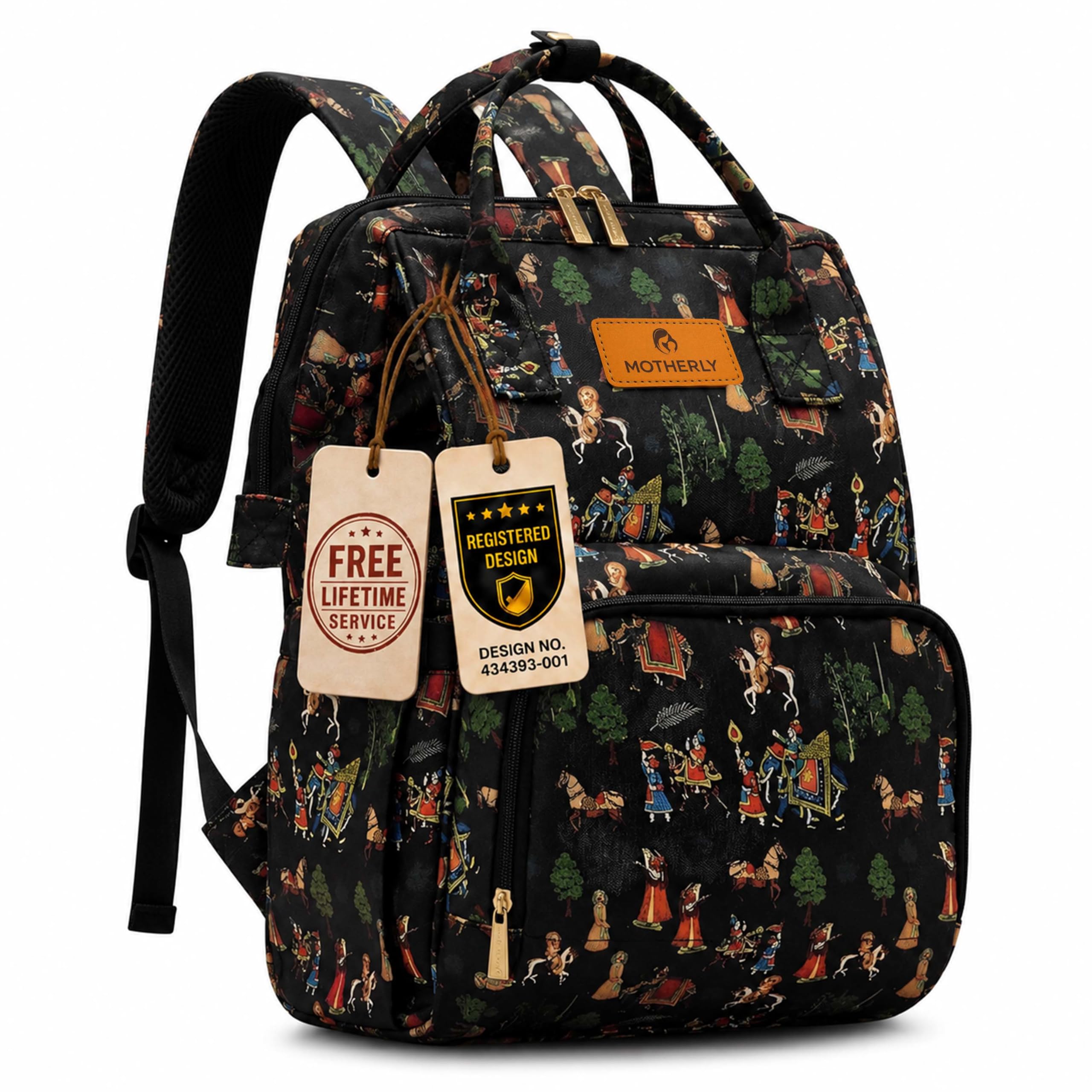 Motherly Elegant Diaper Bag for Mothers for Travel, Maternity Bag for Newborn Baby, Mothers Travelling Bag, Multipocket Water Resistant Baby Bag, Hospital Bag for Moms (Jaipur Print Black)-picture-35