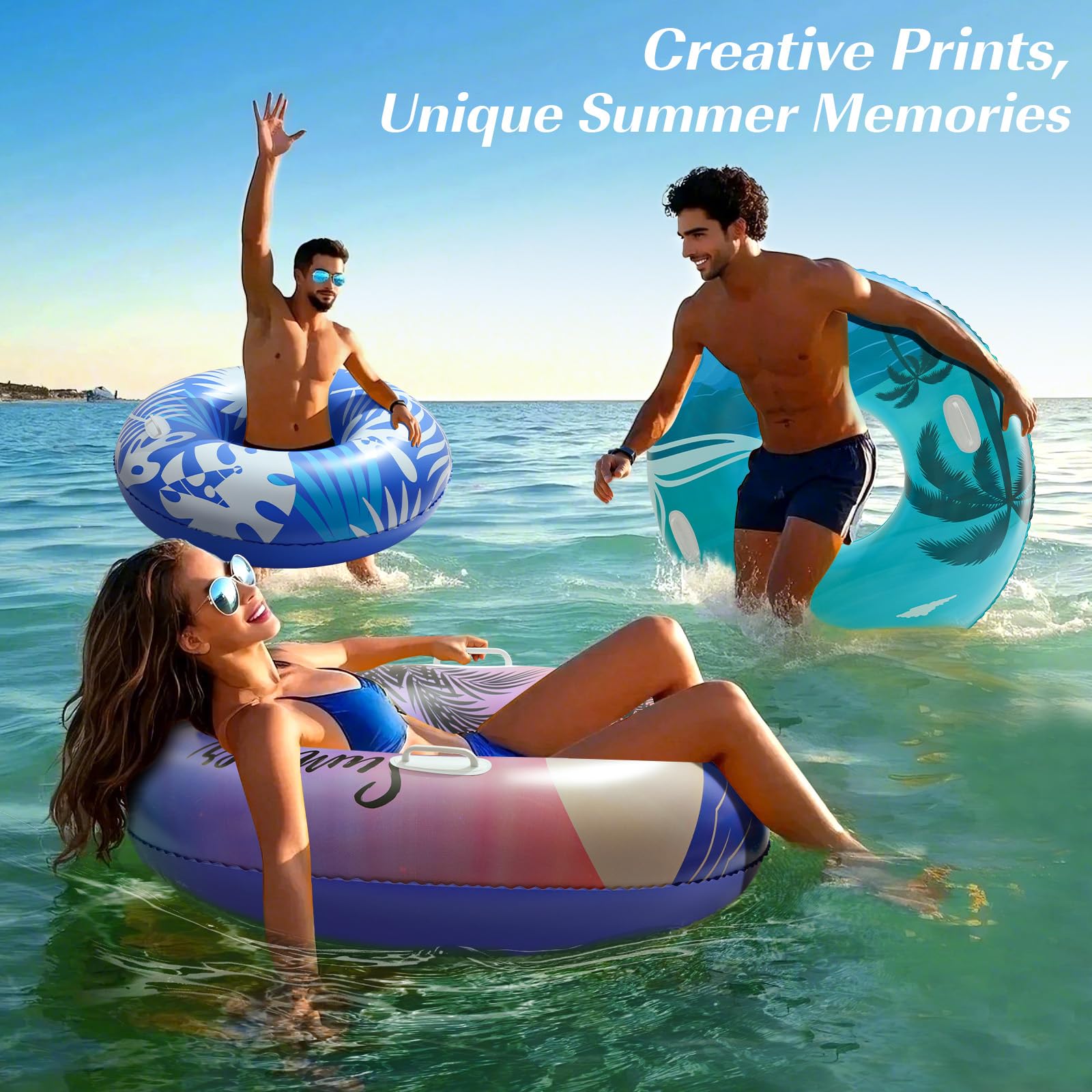 HeySplash Pool Inflatables for Adult,108CM Large Swim Rubber Ring with Handles,Inflatable Swimming Tube,Float Toy for River Beach Lake Party Decoration,Pool Tube for Floating Raft Purple Sunset - Image 4