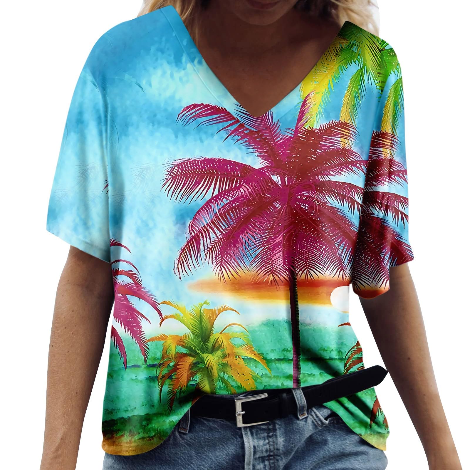 ChicCrate Camisetas de otoño para mujer, de manga larga, con cuello redondo, sudaderas geométricas de bloque de color, blusas de trabajo holgadas