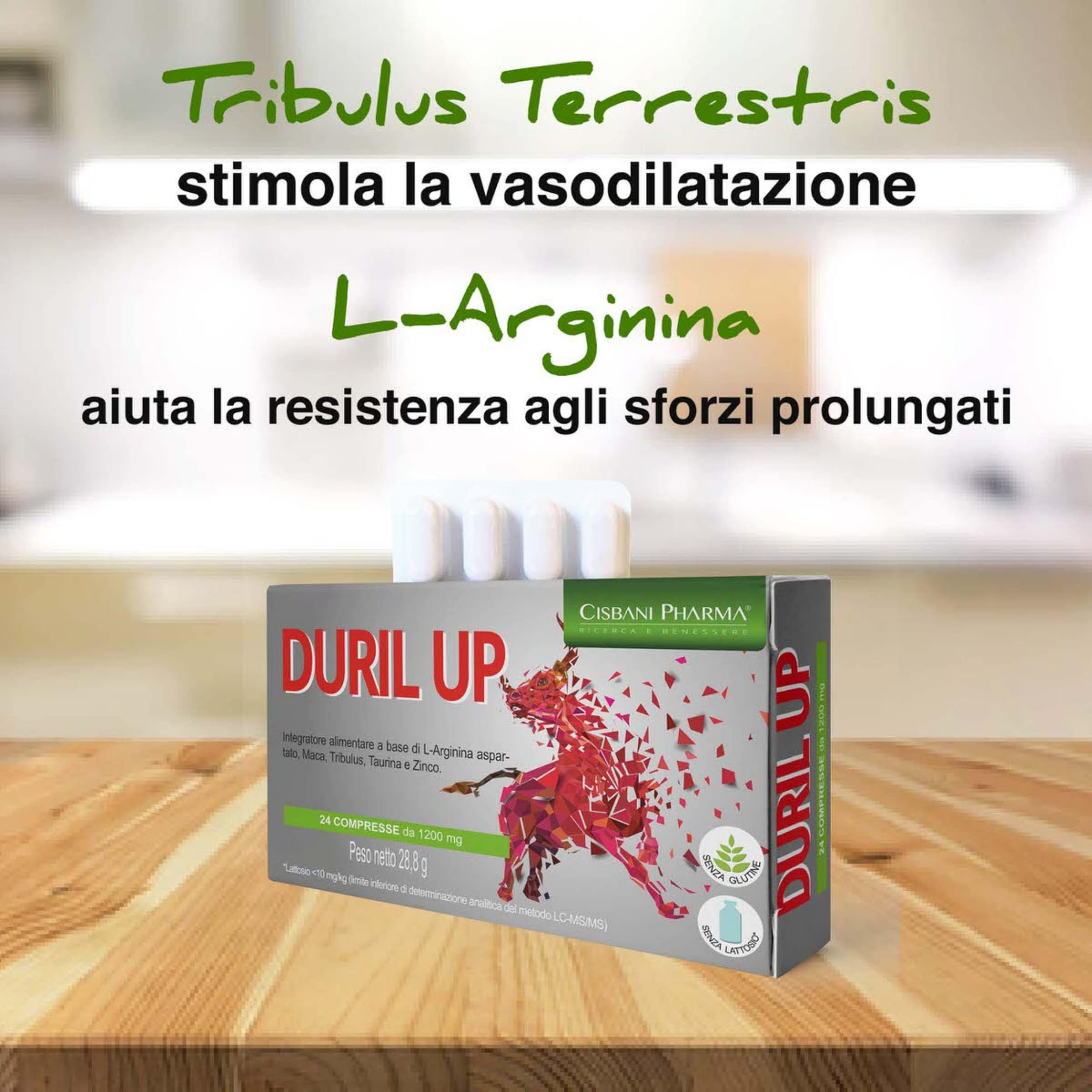 CISBANI PHARMA Duril Up, Maca Andina, Tribulus Terrestris, Taurina e L-Arginina – Maggiore Vitalità e Resistenza Fisica - 24 Compresse