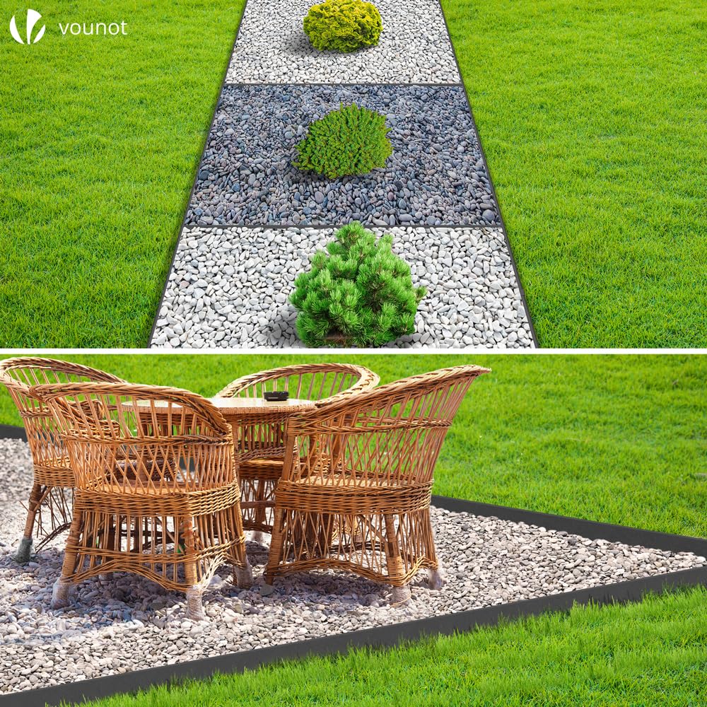 VOUNOT® Bordo Giardino Flessibile, Bordi Aiuole PE Bordura per Prato con Picchetti di Fissaggio, Lunghezza 20m Altezza 8cm Spessore 3mm, Grigio