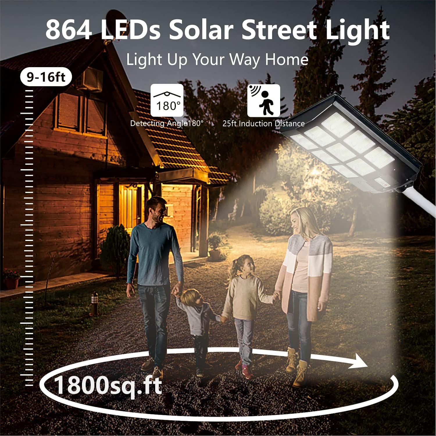 Vipbera 1000W Solar Lights Outdoor Motion Sensor, Dusk to Dawn Solar Street Light Outdoor with Waterproof 7000K Super Bright Flood Light Solar Powered for Parking Lot, Street, Yard