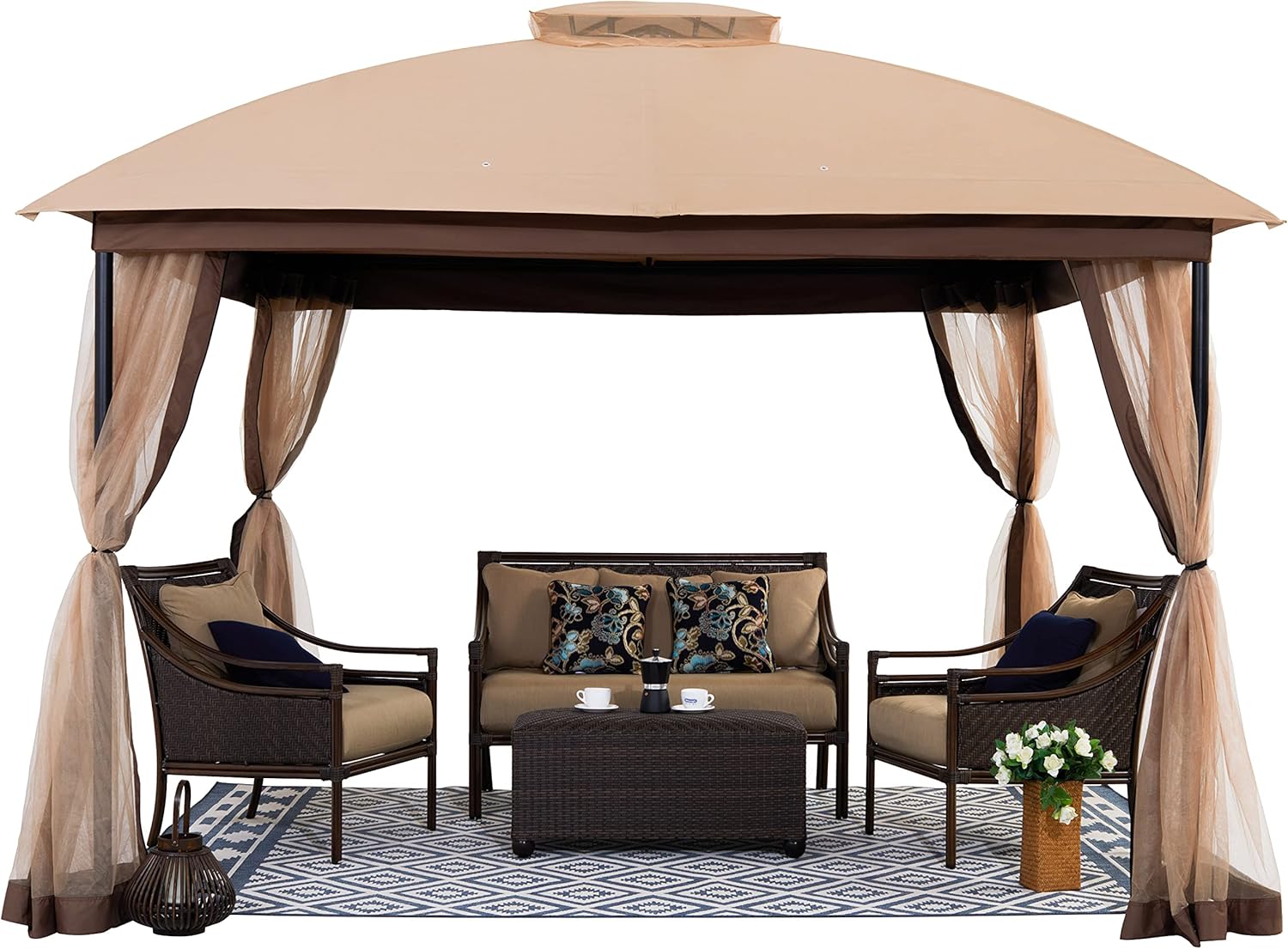 StarEcho Tumaco 11 ft. x 11 ft. Dome Top Patio Gazebo Canopy with KD