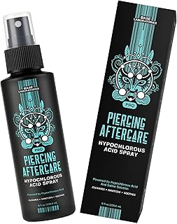 BASE LABORATORIES Piercing Aftercare Hypochlorous Acid Spray PRO - 8 OZ | Ear Piercing Cleaner | Saline Solution Piercing Aftercare - Saline Spray for Piercings, Bumps & Keloids | Ear, Nose, Belly