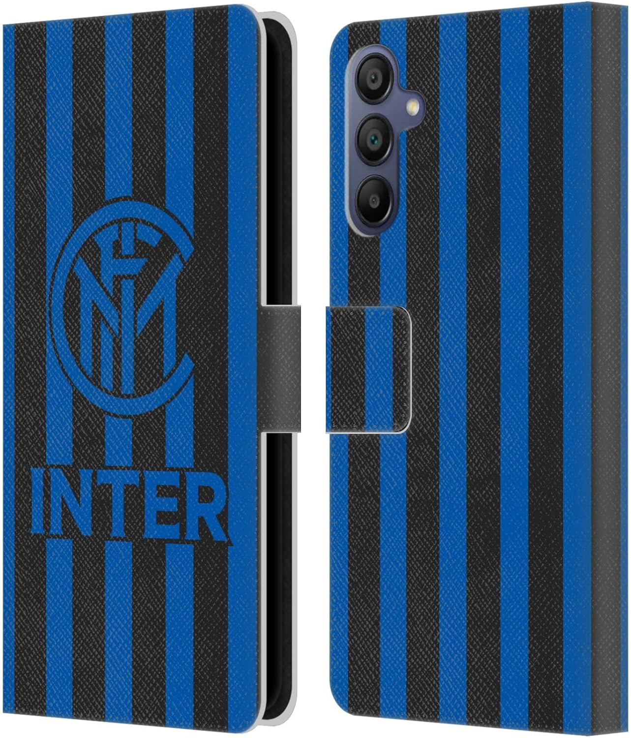Head Case Designs Officially Licensed Inter Milan Stripes 2 Graphics Leather Wallet Case Compatible with Samsung Galaxy A15
