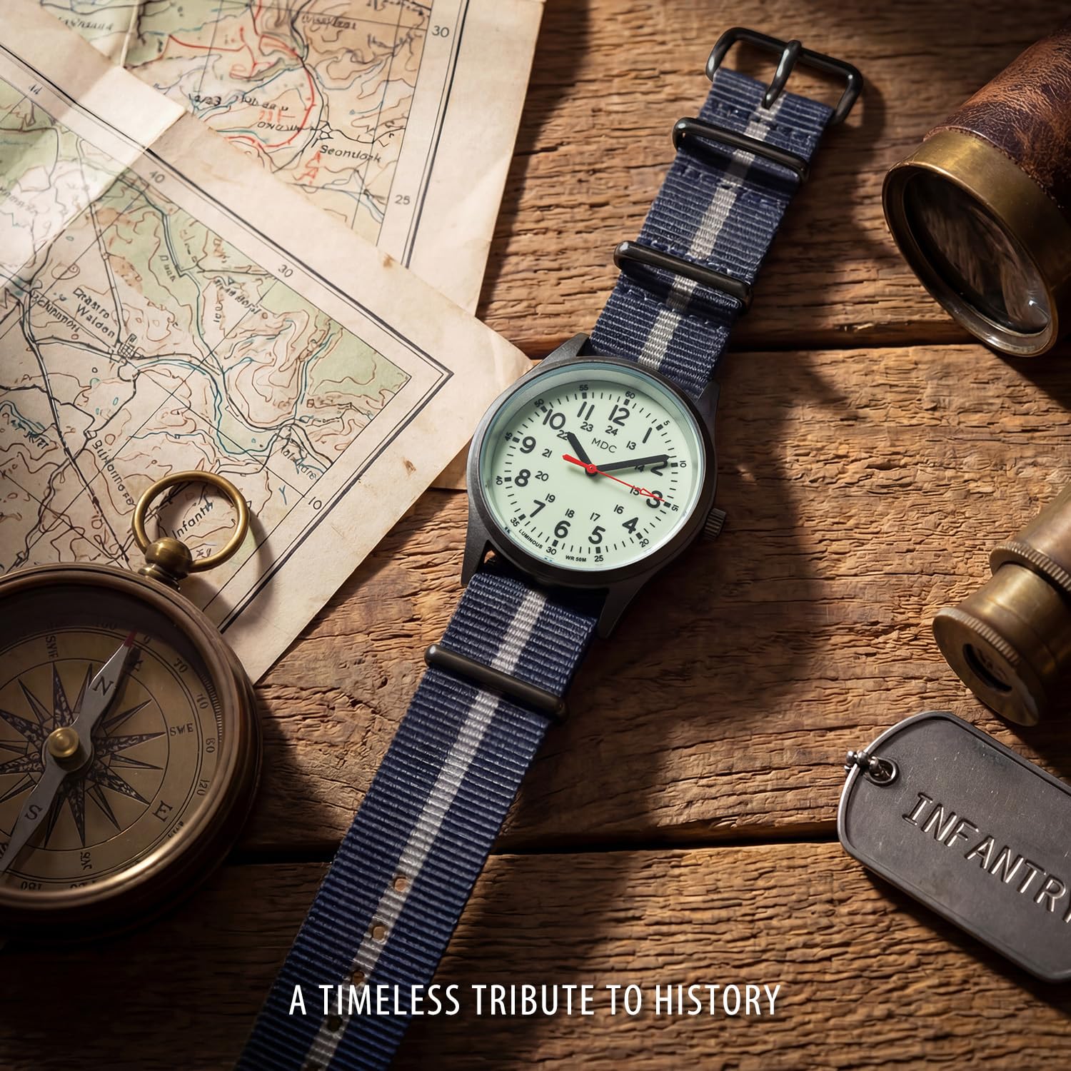 Infantry MDC Armbanduhr für Herren, leuchtet im Dunkeln, 12/24-Stunden-Militäruhr, Feld, Outdoor, Sport, Herren-Armbanduhr, wasserdicht, mit Nato-Band