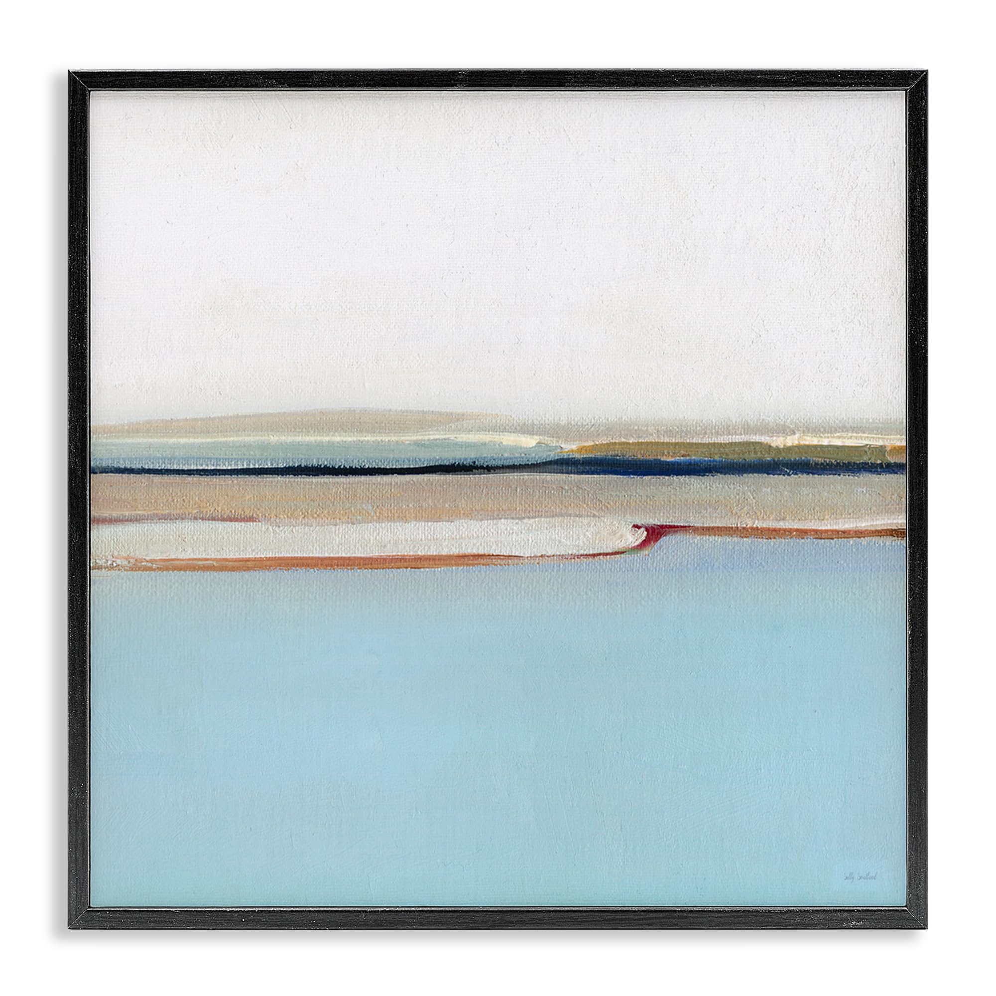Stupell Industries Midnight Black (Textured) 'Serene Minimal Shoreline At Dawn'| Framed Giclee Art