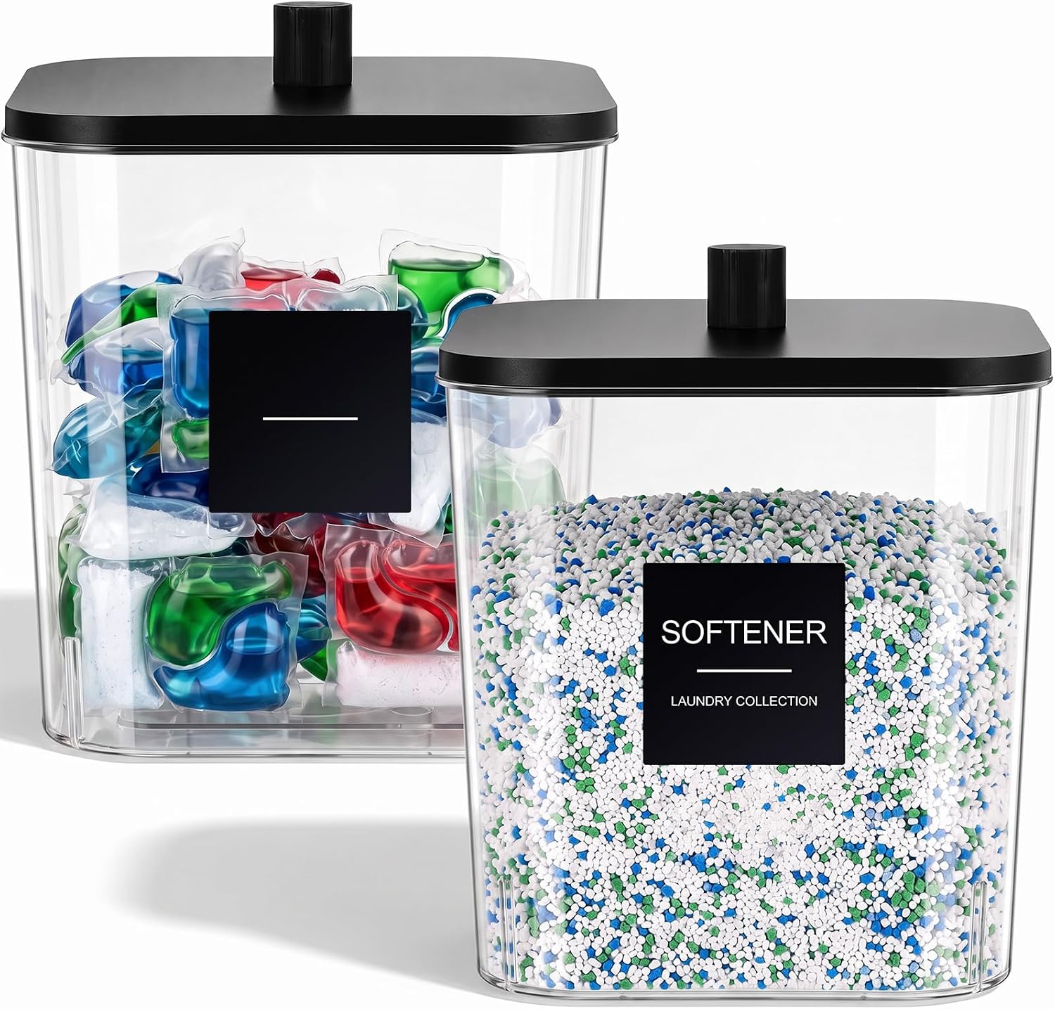 Sawysine 2 Pack 145 oz Laundry Pods Container with Bamboo Lids, 6 Labels