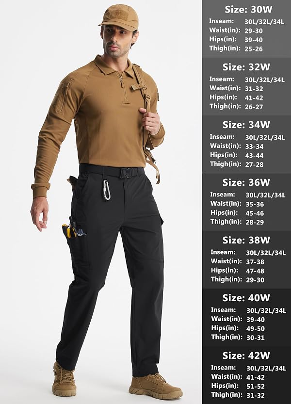 Libin Men's Work Pants Hiking Cargo Stretch Pants, Black, 40W x 32L by Libin - Used condition - Image 6
