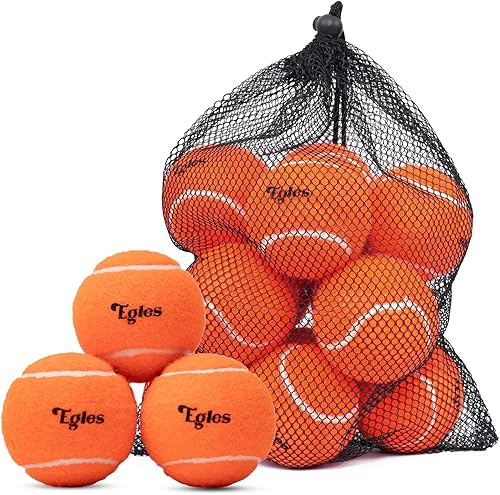 Egles Paquete de 122060 pelotas de tenis para entrenamiento y perros, pelota de tenis de práctica de alta elasticidad con bolsa de malla para