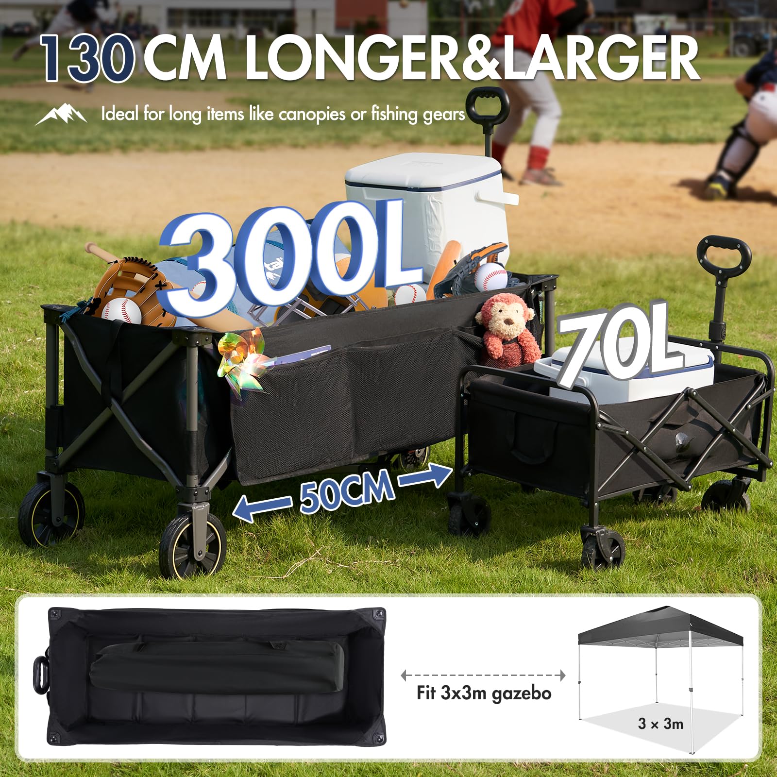 Portal Bolderkar, opvouwbaar, XXL, groot laadvlak, belastbaar tot