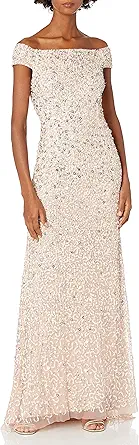 Women's Off The Shoulder Sequin Beaded Gown