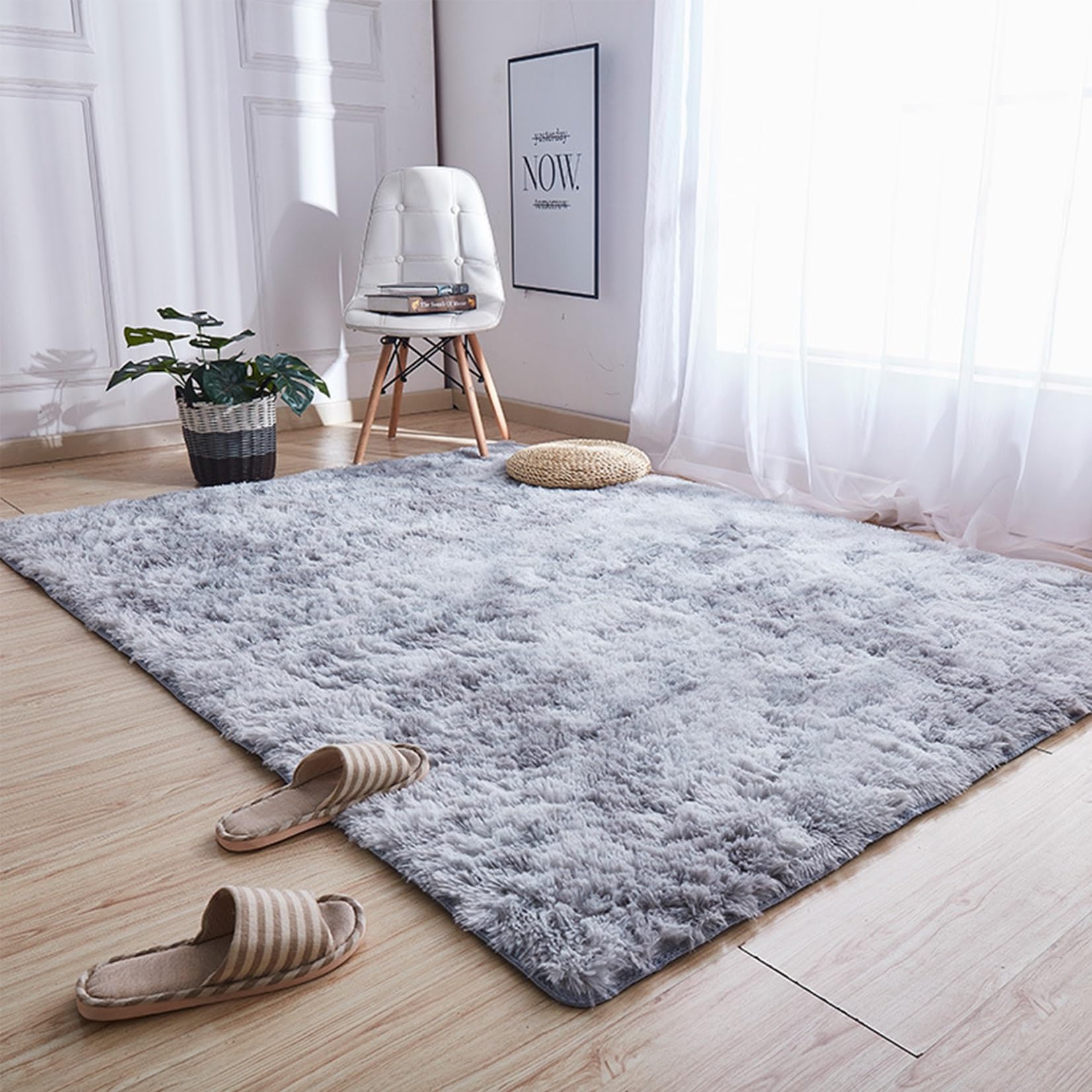 Tapis moderne doux à poils longs facile à laver pour oublier la poussière