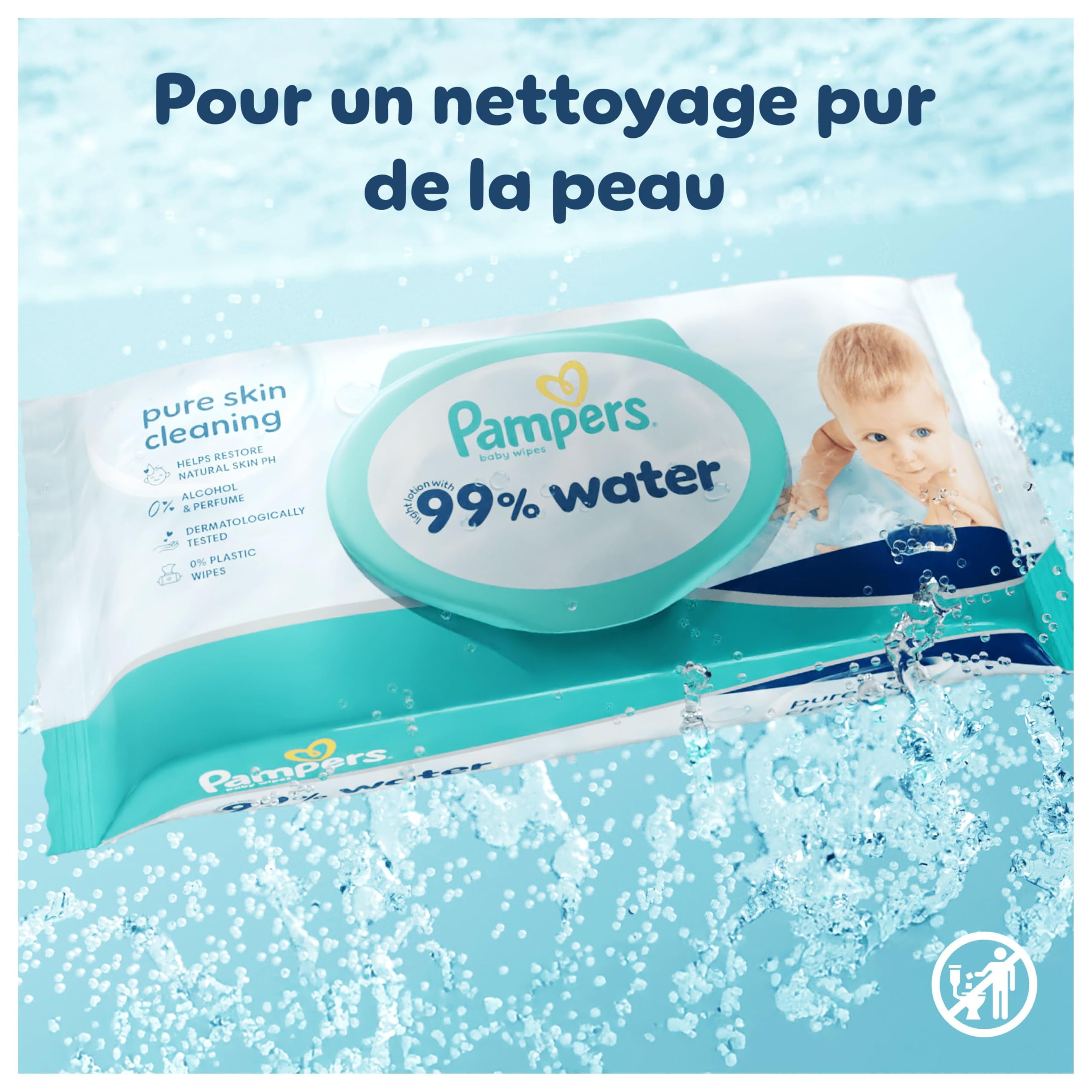 Pampers 99% D'Eau Lingettes Pour Bébé, 9 Paquets De 60 Lingettes = 540 Lingettes, Lotion Douce Avec 99% D’Eau - 3