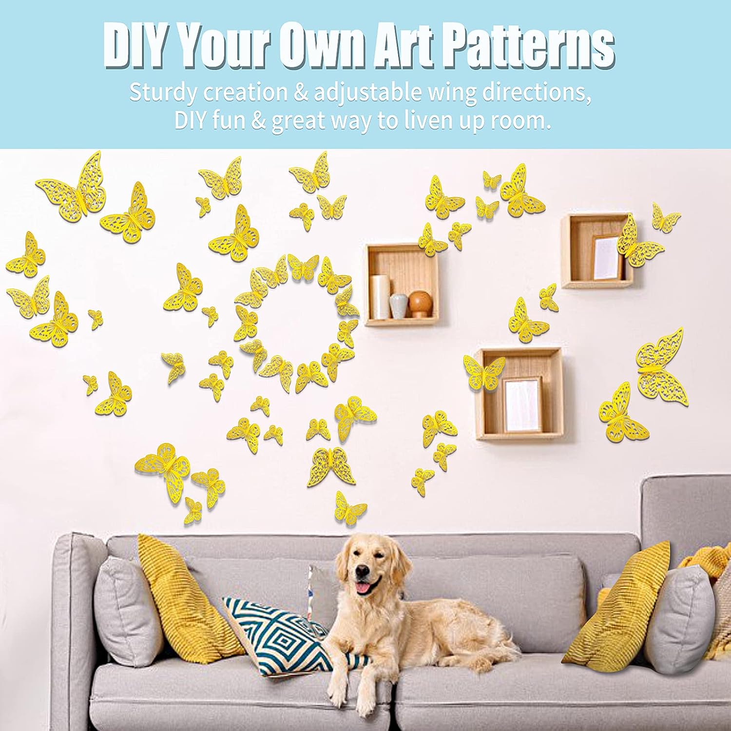 Download Buy Ryangic 3d Butterfly Wall Decor 36pcs Shiny Gold Butterflies Wall Stickers 3 Sizes 3 Hollow Carved Design Butterfly Wall Decals Diy Butterfly Decorations For Bedroom Living Room Home Party Gold Online