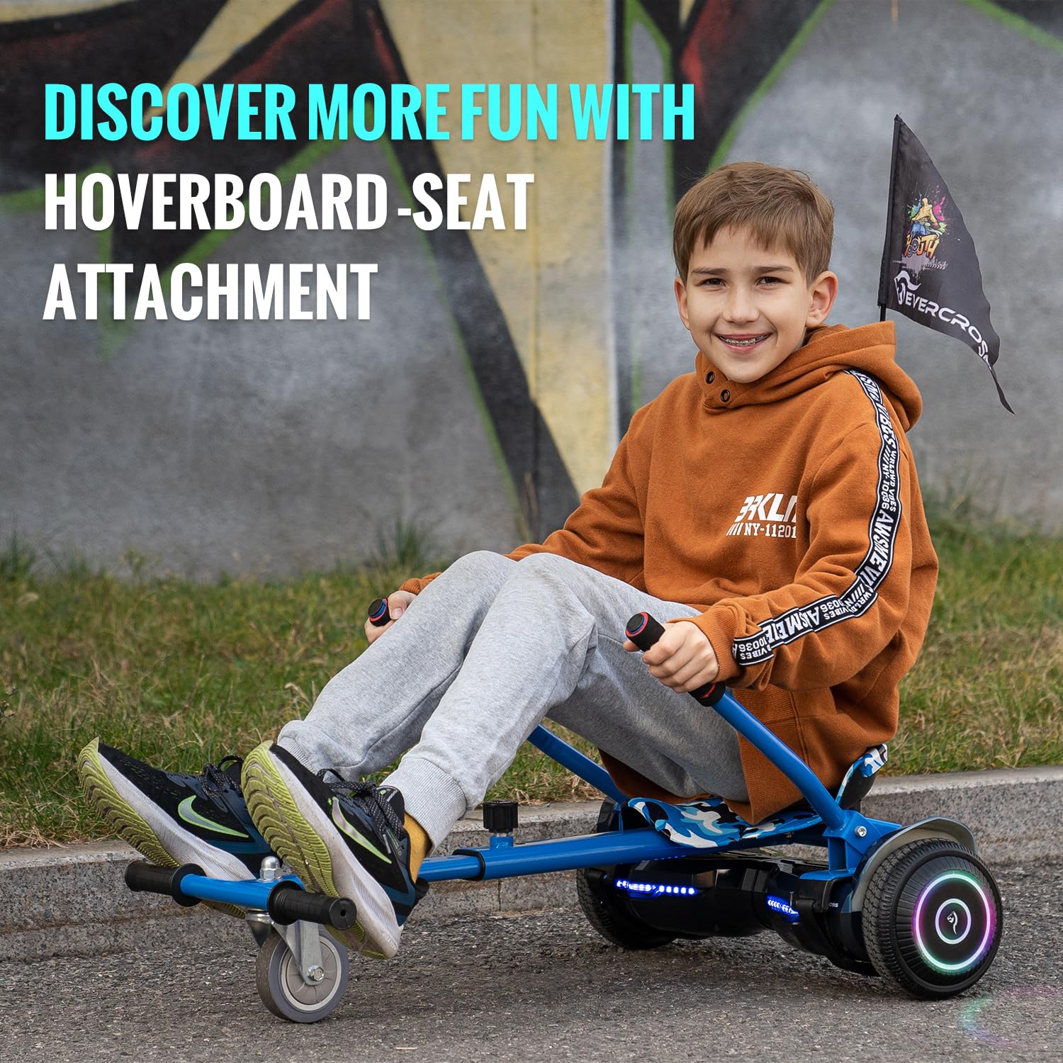 EVERCROSS 6,5 Zoll Hoverboards mit Sitz, App-fähige Bluetooth Hoverboards, Hoverboards mit 3 Pedallichter, Self Balance Scooter Geburtstag Kinder Erwachsene Warenlager in DE