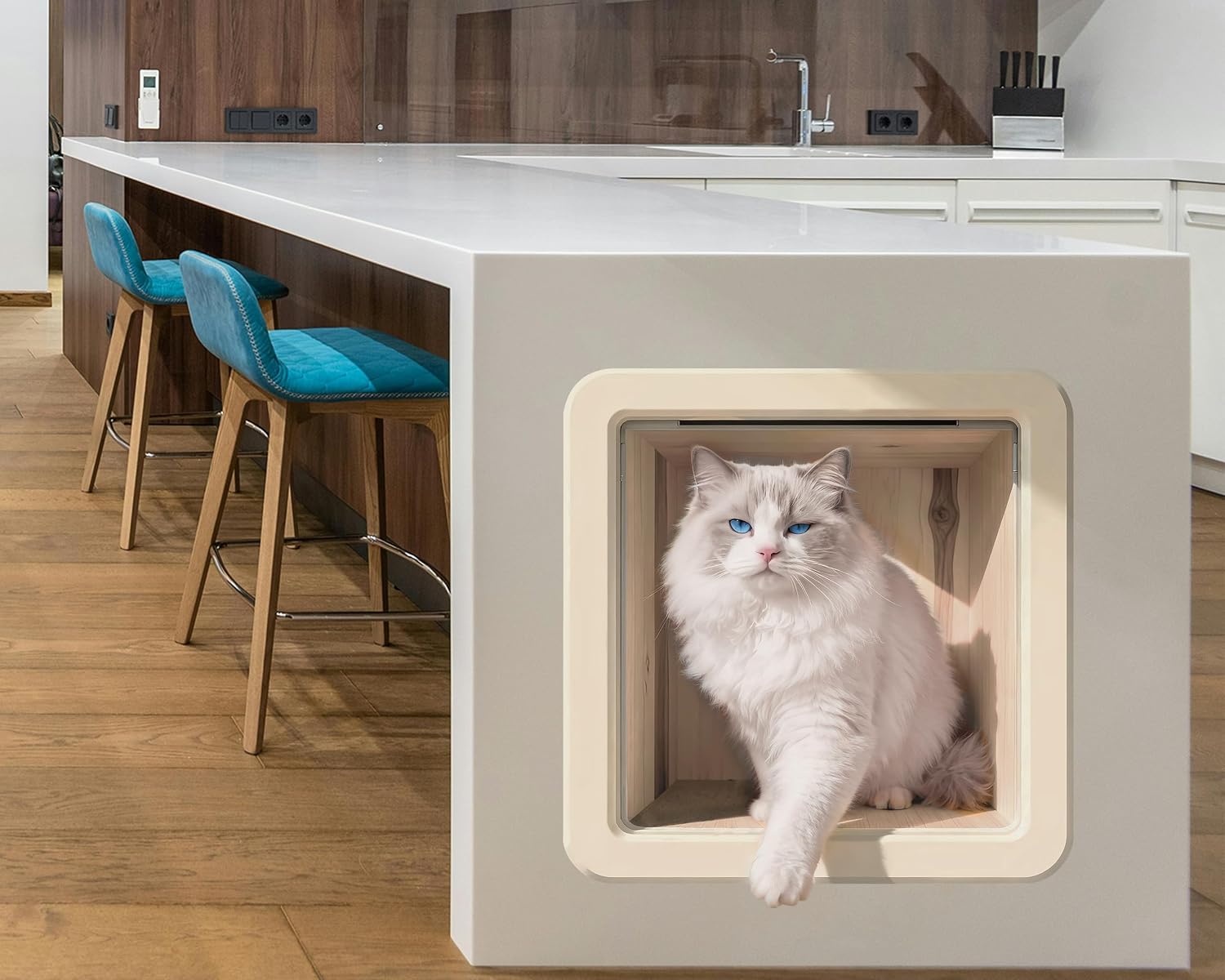 FLFK Cute Cat Wall Decal - Large Removable Peel and Stick Cat Sticker with 3D Effect for Toilet Kitchen Offices, Ragdoll image 4