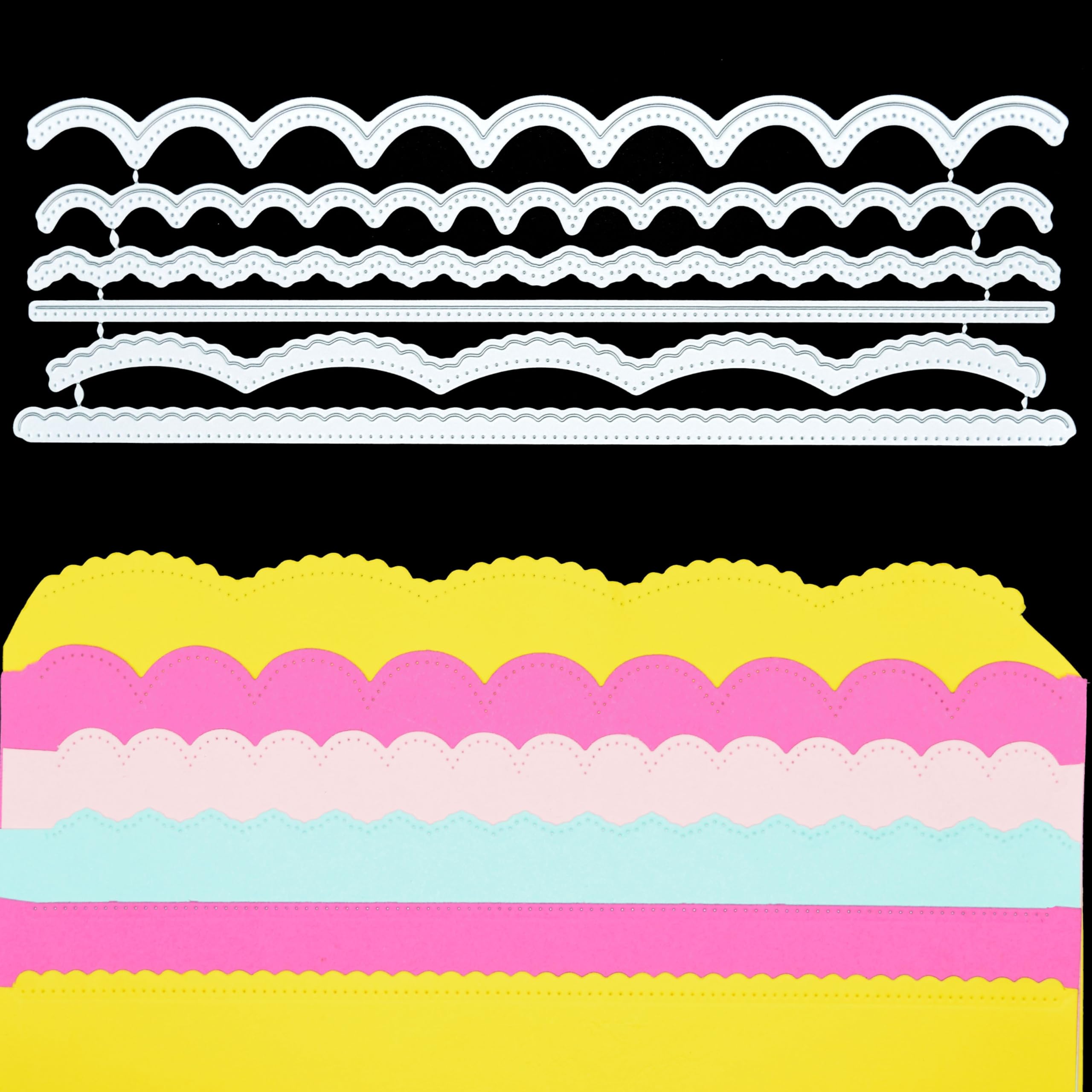 6 Long Decorative Dot Patterned Border Edging Metal Cutting Dies, Stencils, Card Making, Scrapbooking, Paper Crafts, E7