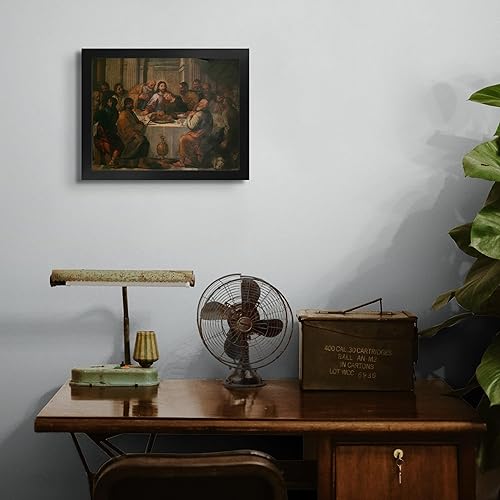 Miniatura 4 de Lost Cabin The Last Supper de Palma Vecchio  Impresión en marco biselado negro  Reproducción de pinturas de obras de arte finas  Póster decorativo